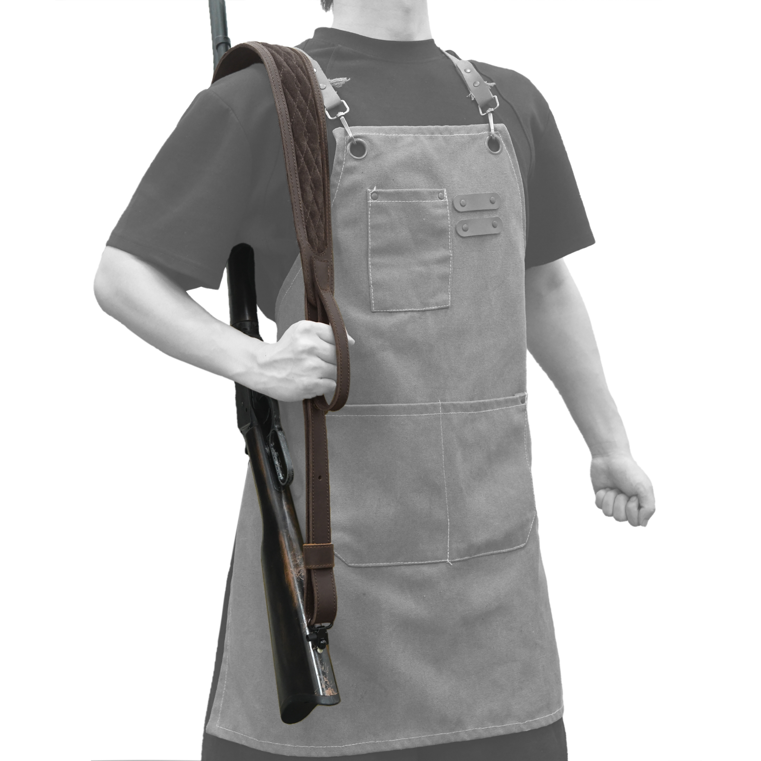 Leather Rifle Sling Hunting Gun Strap for Shotgun with Thumb Loop