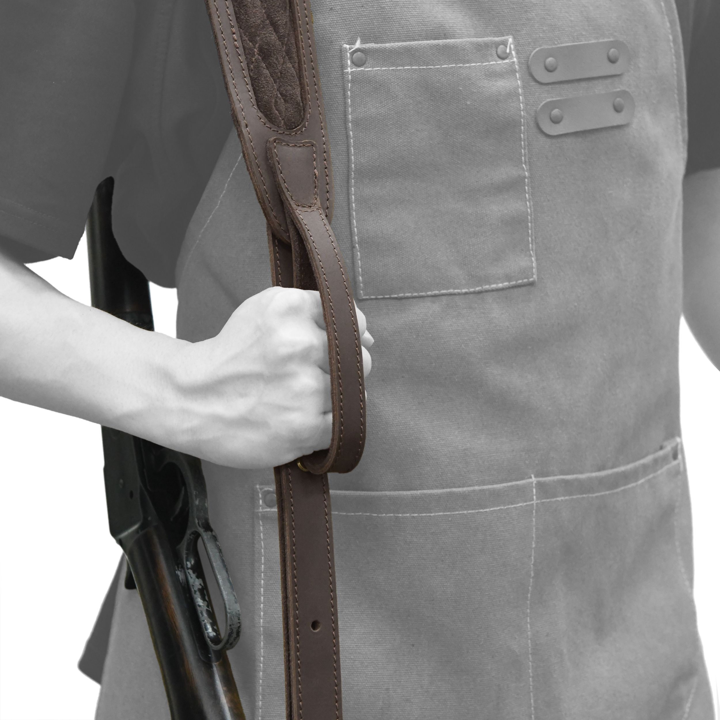 Leather Rifle Sling Hunting Gun Strap for Shotgun with Thumb Loop