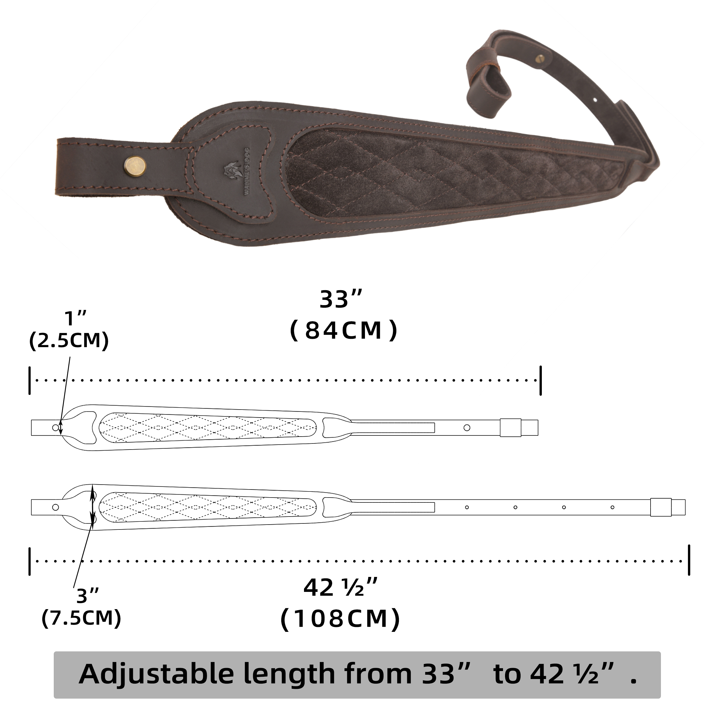 Leather Rifle Sling Hunting Gun Strap for Shotgun with Thumb Loop