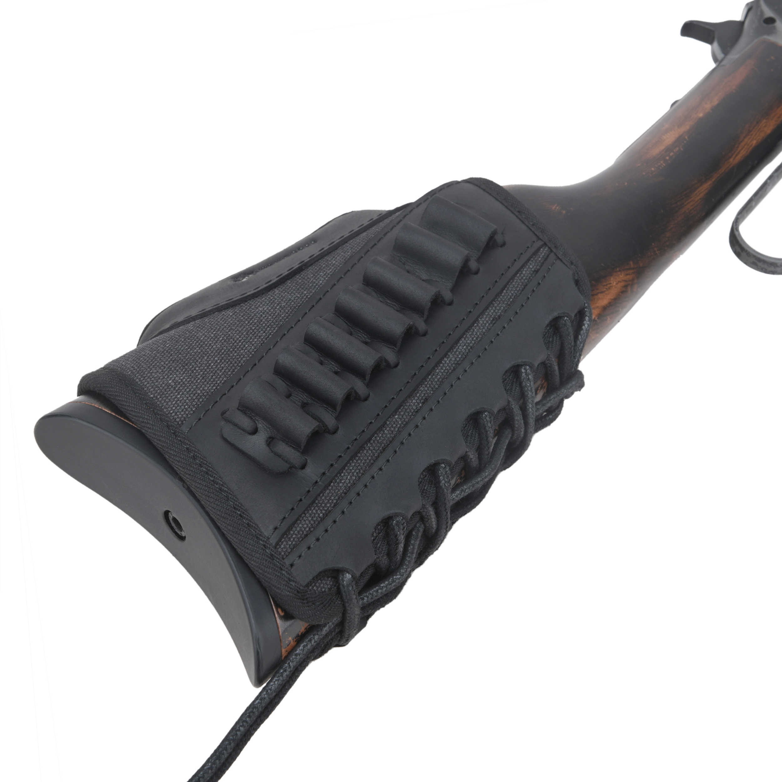 Canvas Leather Rifle Buttstock Cheek Rest Riser Shell Holder