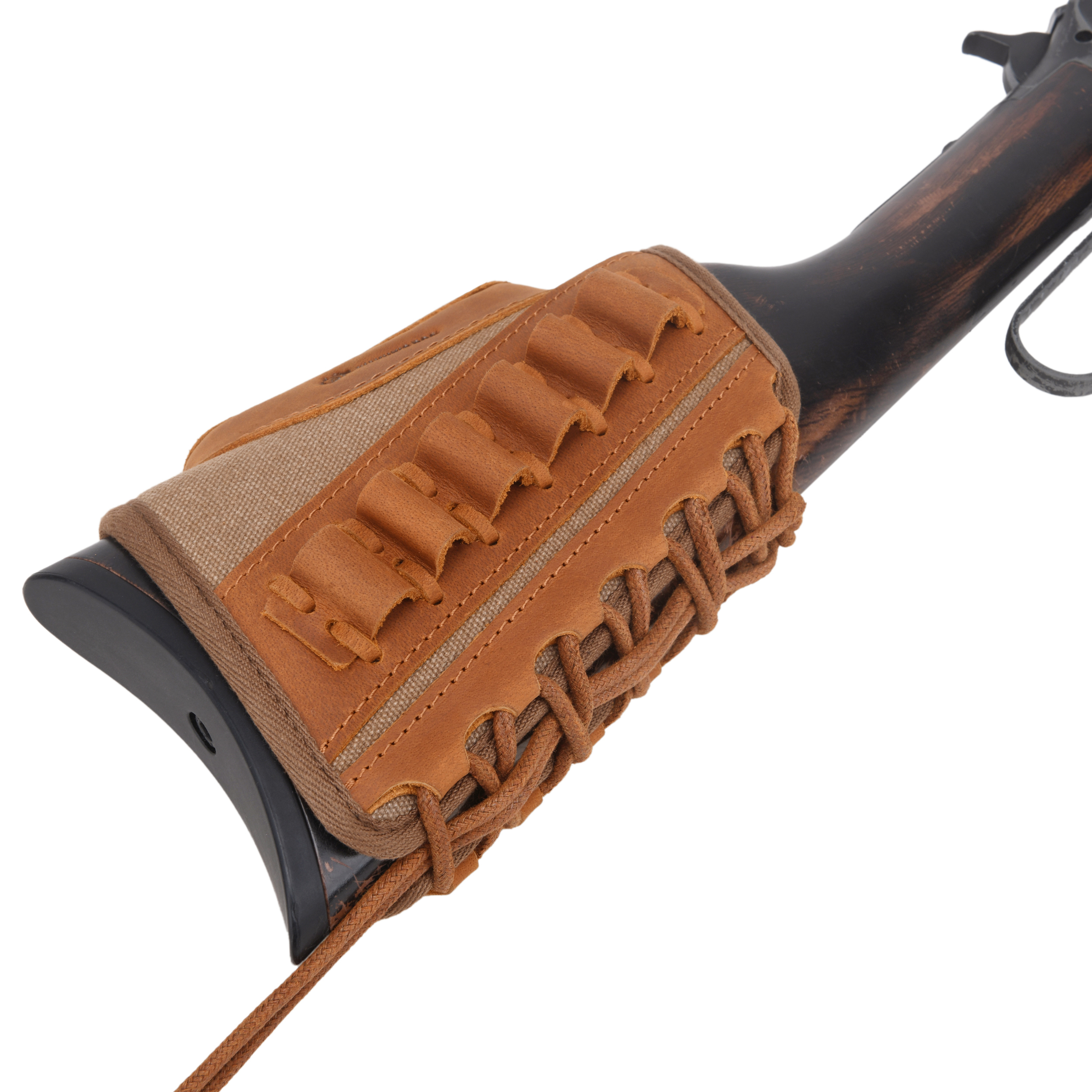 Canvas Leather Rifle Buttstock Cheek Rest Riser Shell Holder