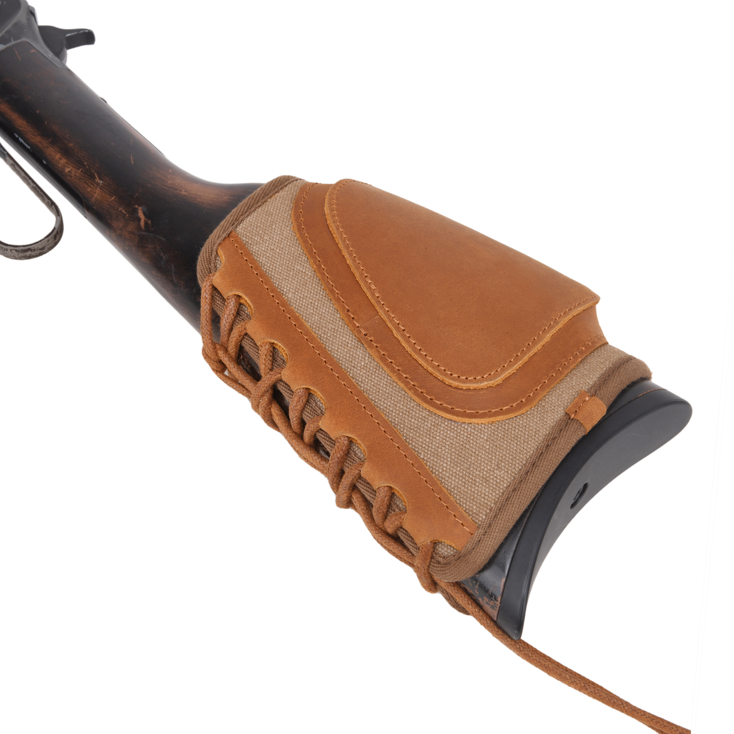 Canvas Leather Rifle Buttstock Cheek Rest Riser Shell Holder