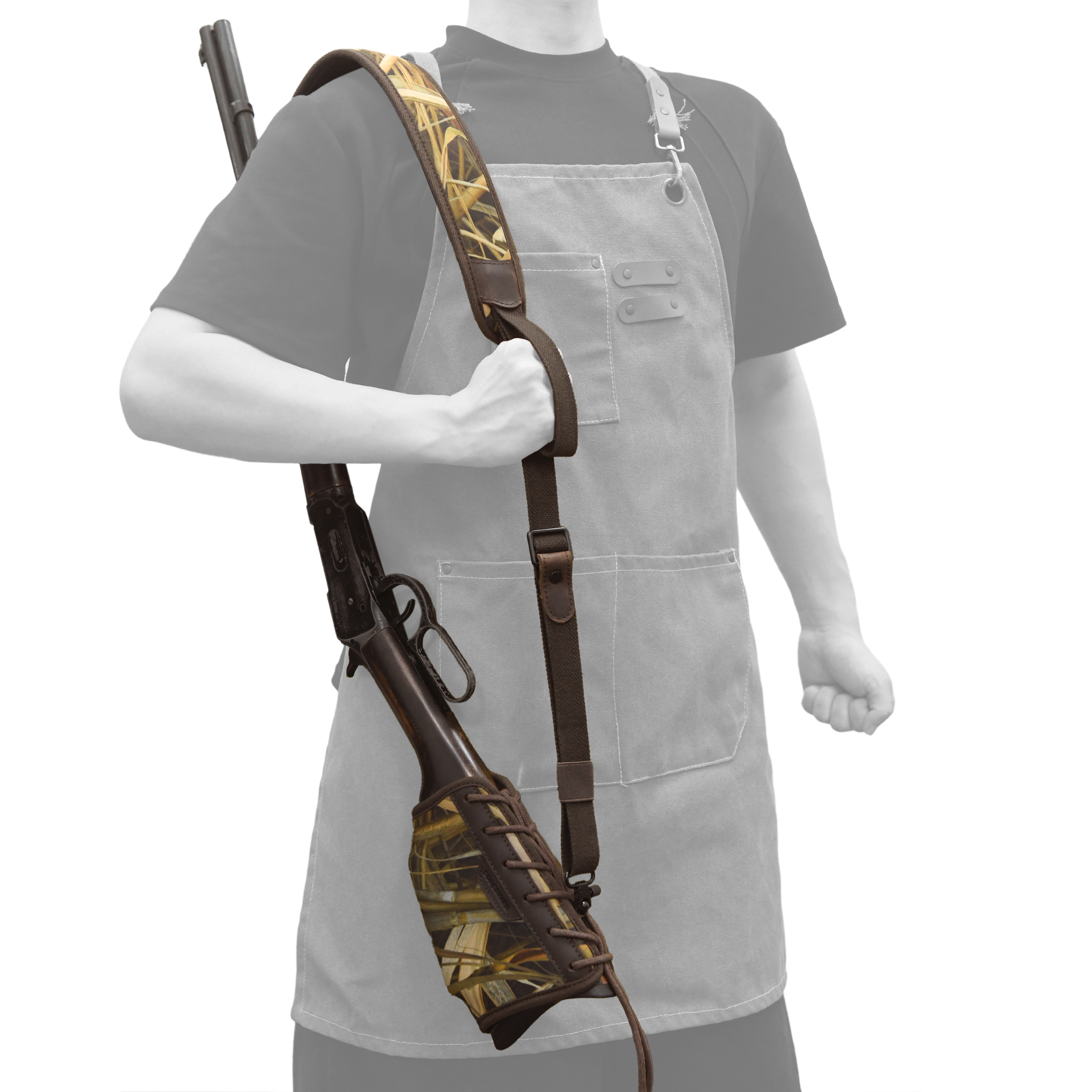 Camouflage Rifle Cheek Rest Pad with Sling, Gun Buttstock with Match Shoulder Strap