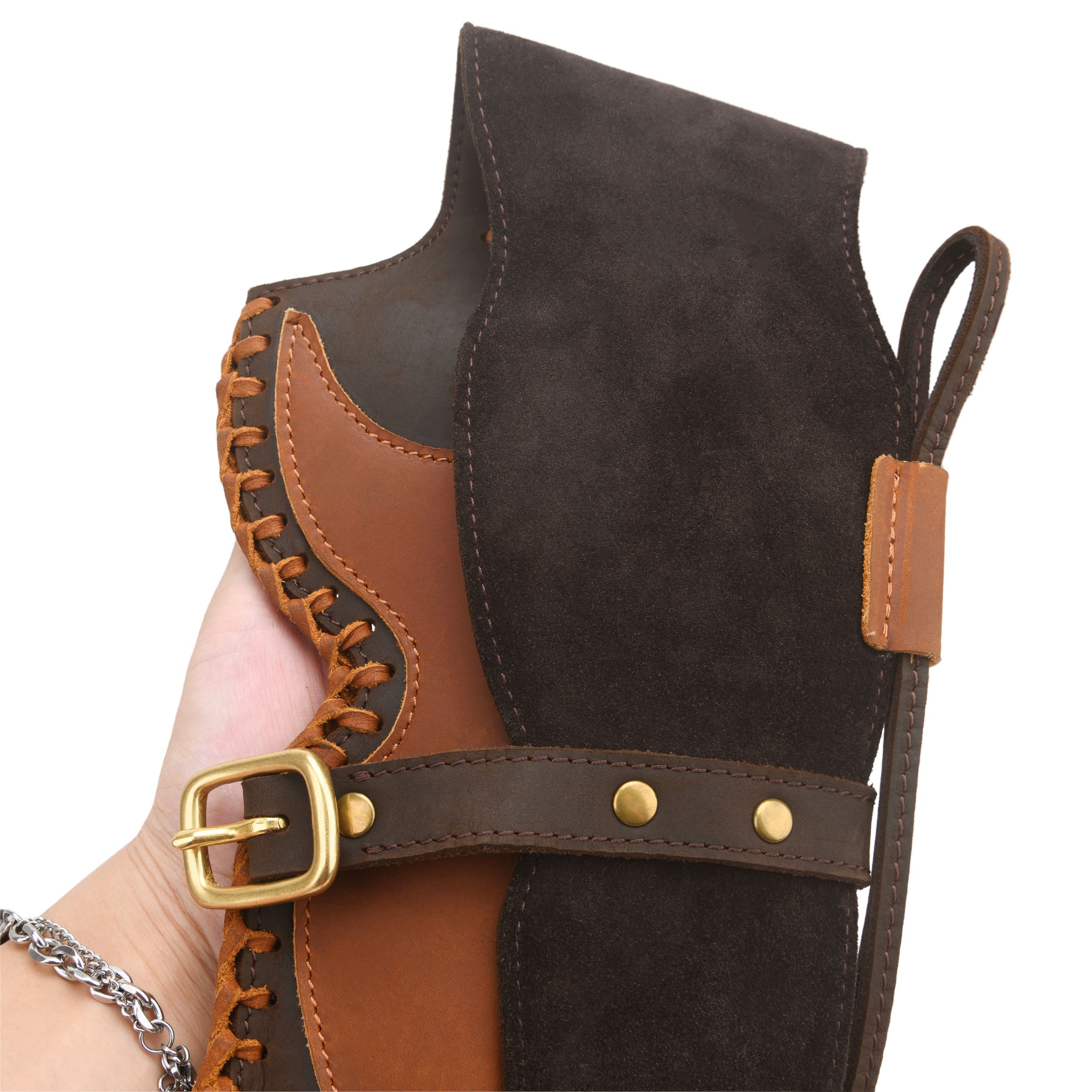 Leather Western Gun Holster, Cowboy Holsters for Revolvers Fit 4" to a 6" Barrel