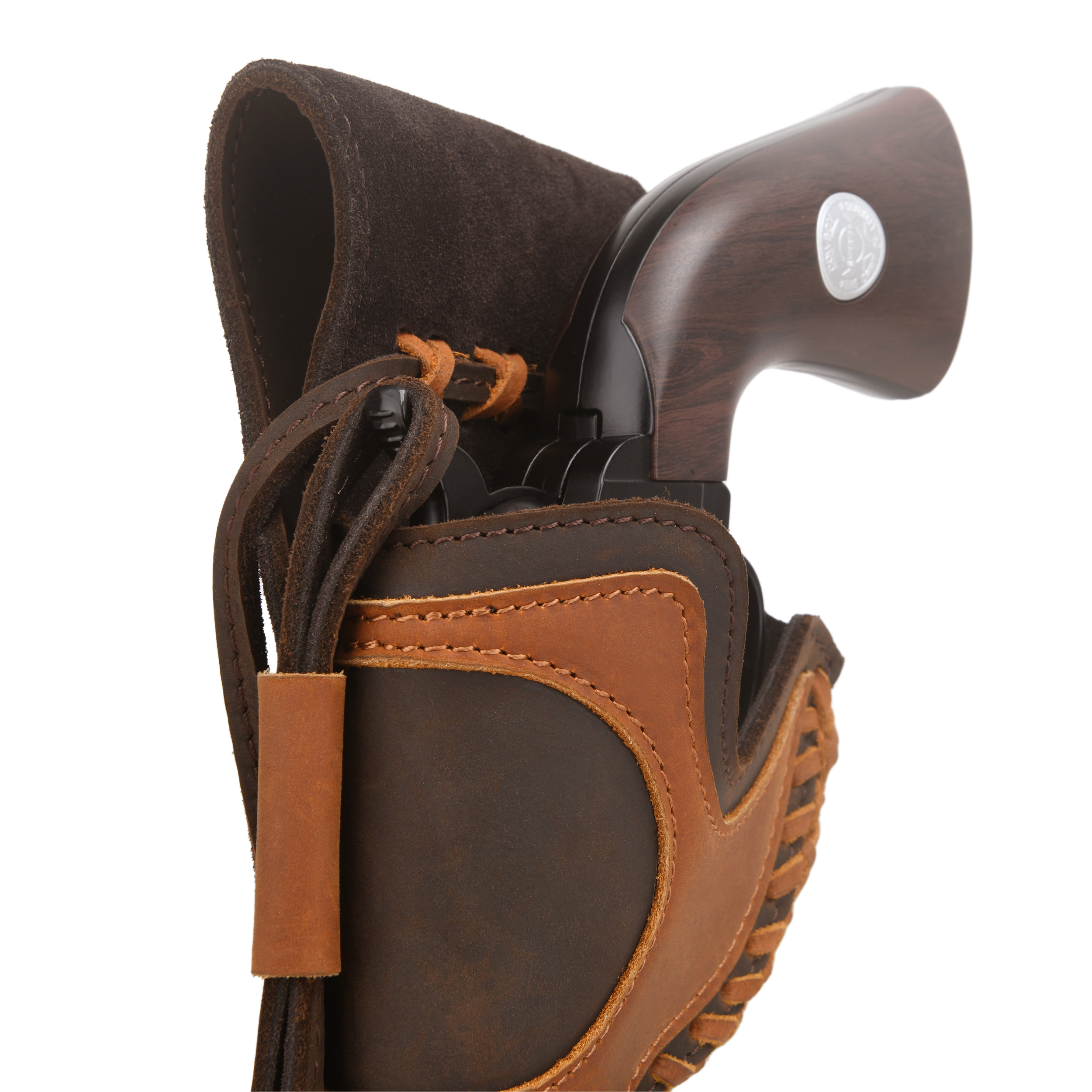 Leather Western Gun Holster, Cowboy Holsters for Revolvers Fit 4" to a 6" Barrel