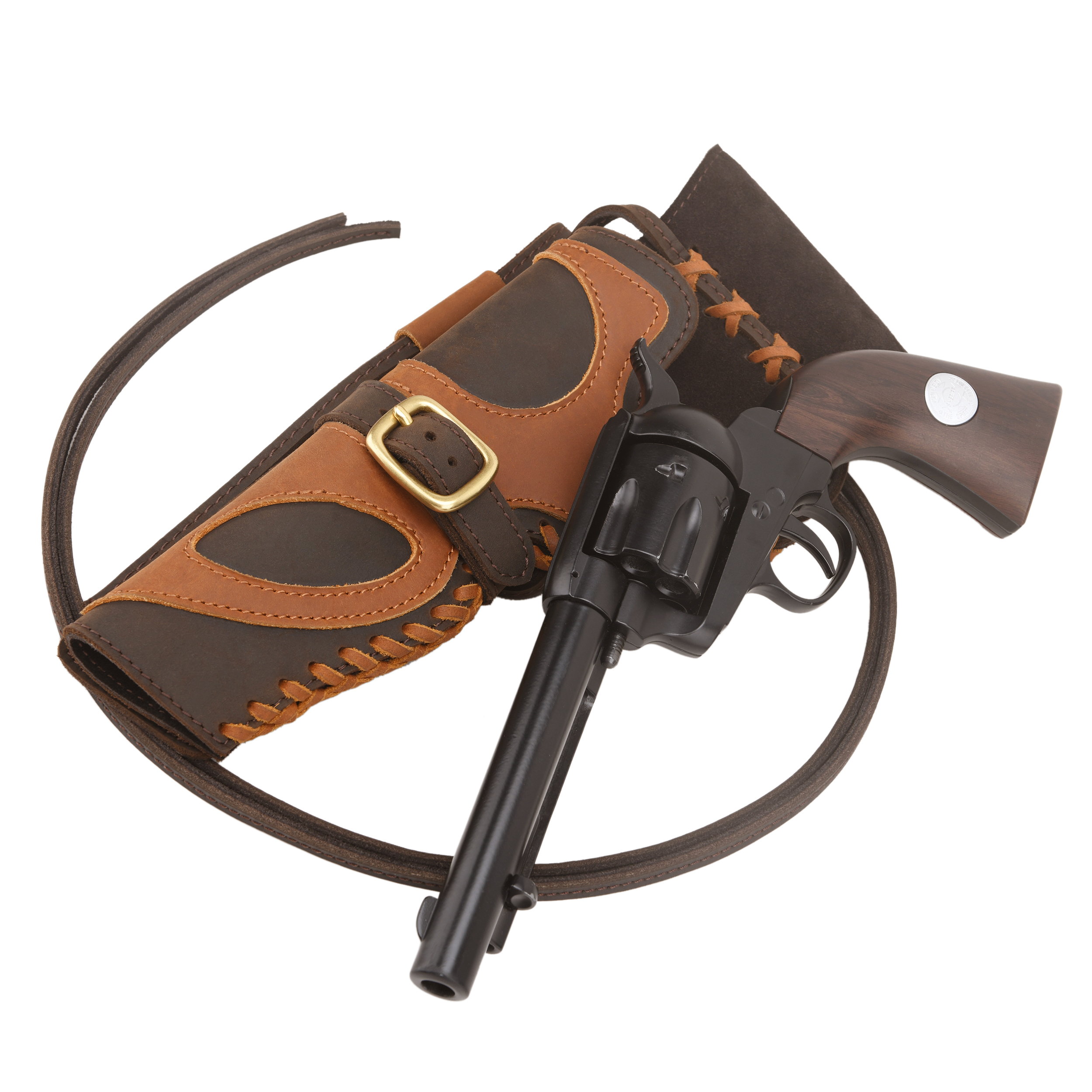 Leather Western Gun Holster, Cowboy Holsters for Revolvers Fit 4" to a 6" Barrel