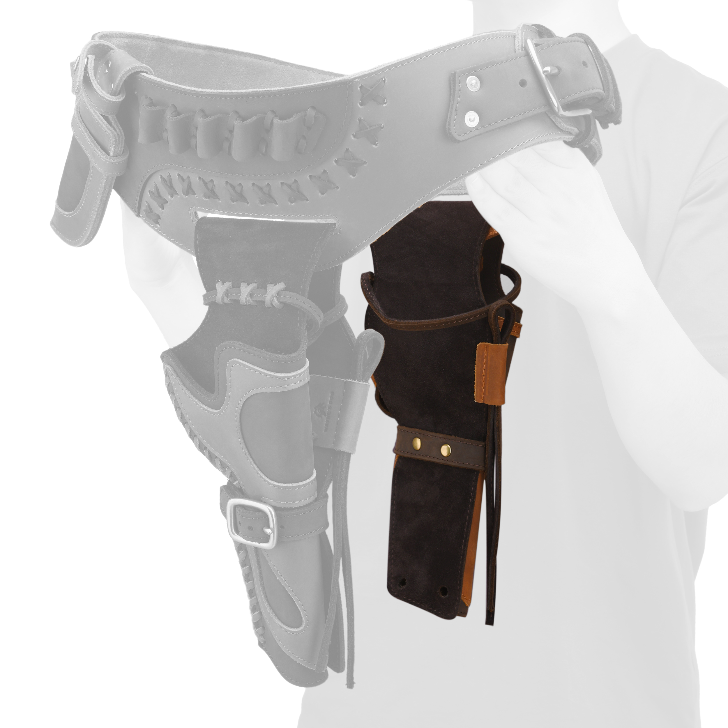 Leather Western Gun Holster, Cowboy Holsters for Revolvers Fit 4" to a 6" Barrel