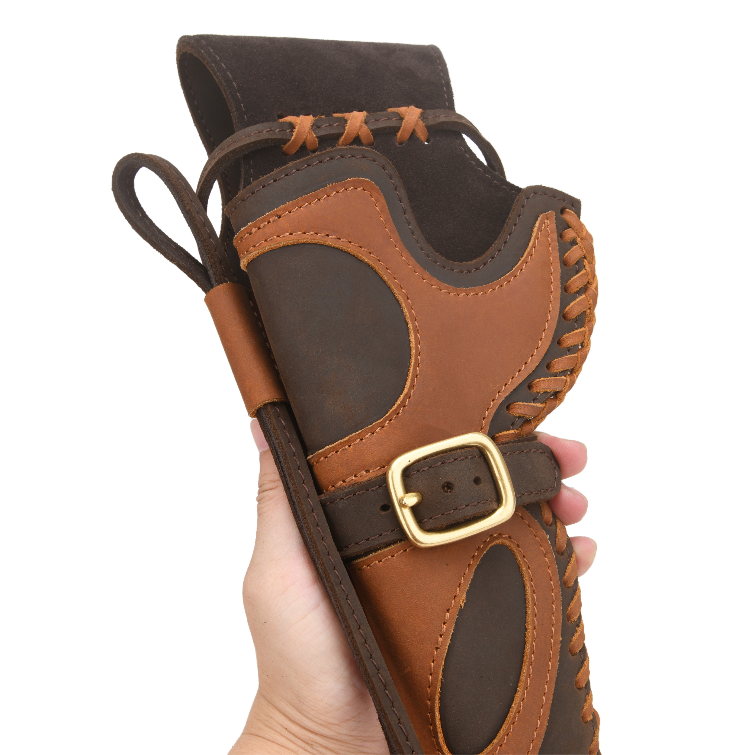 Leather Western Gun Holster, Cowboy Holsters for Revolvers Fit 4" to a 6" Barrel
