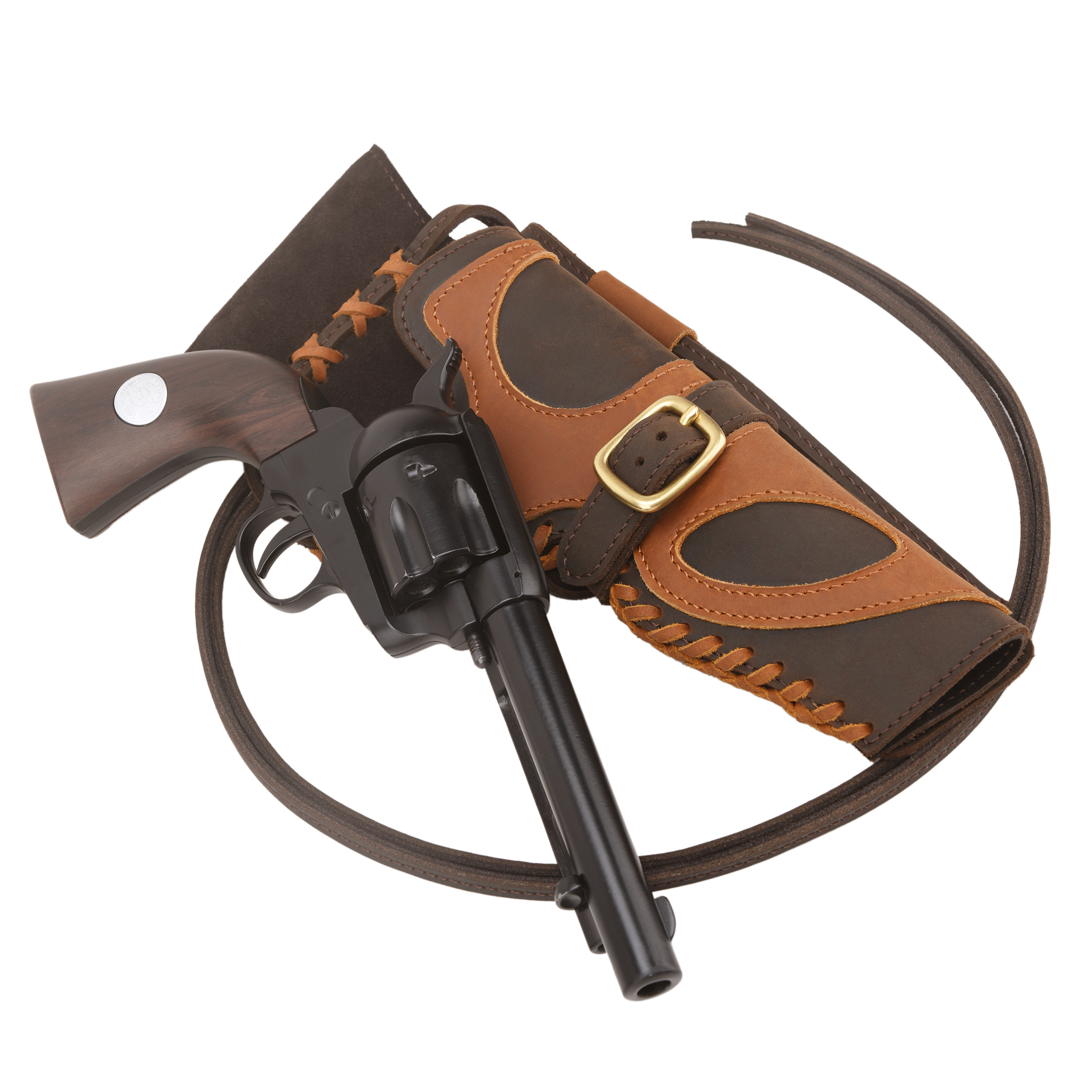 Leather Western Gun Holster, Cowboy Holsters for Revolvers Fit 4" to a 6" Barrel