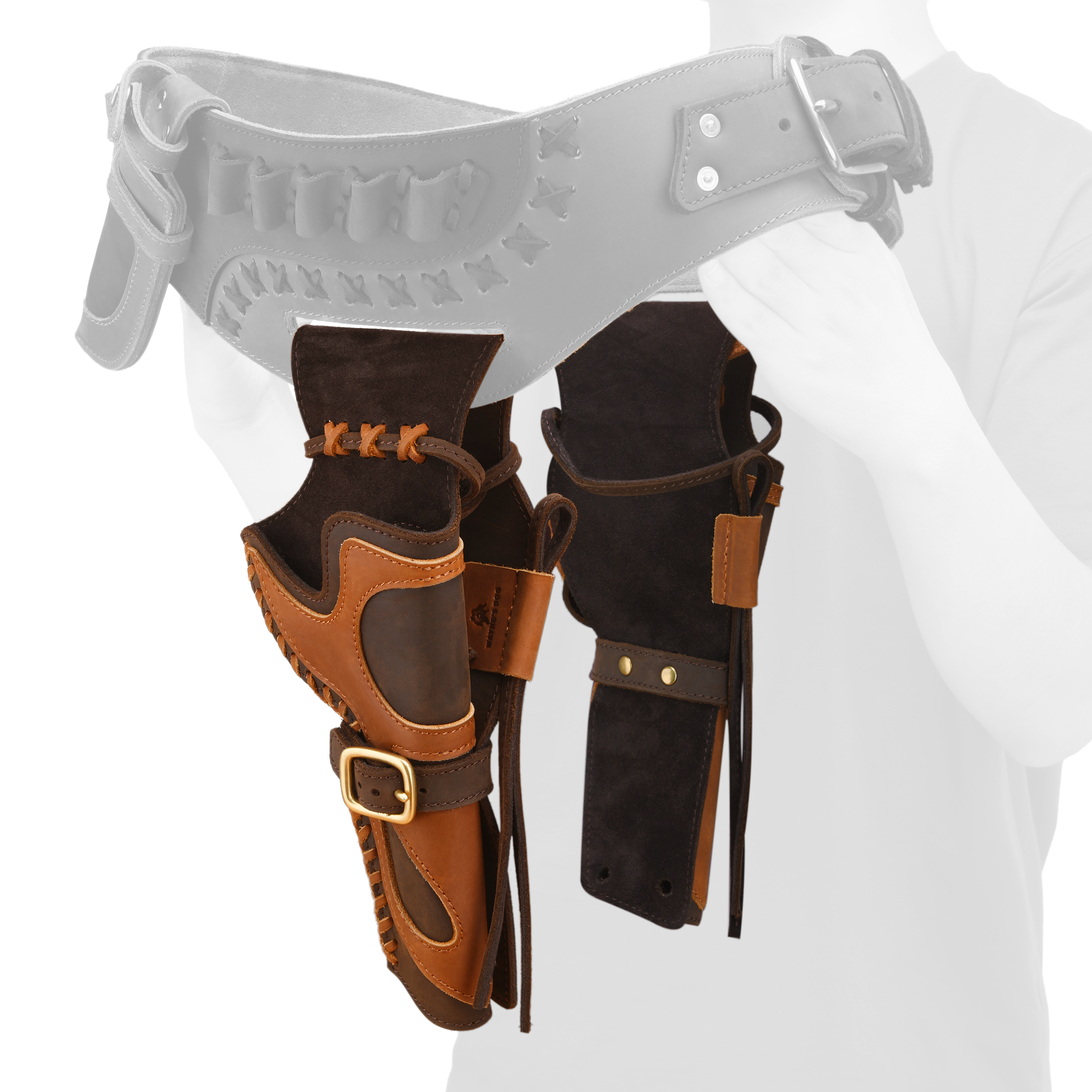 Leather Western Gun Holster, Cowboy Holsters for Revolvers Fit 4" to a 6" Barrel