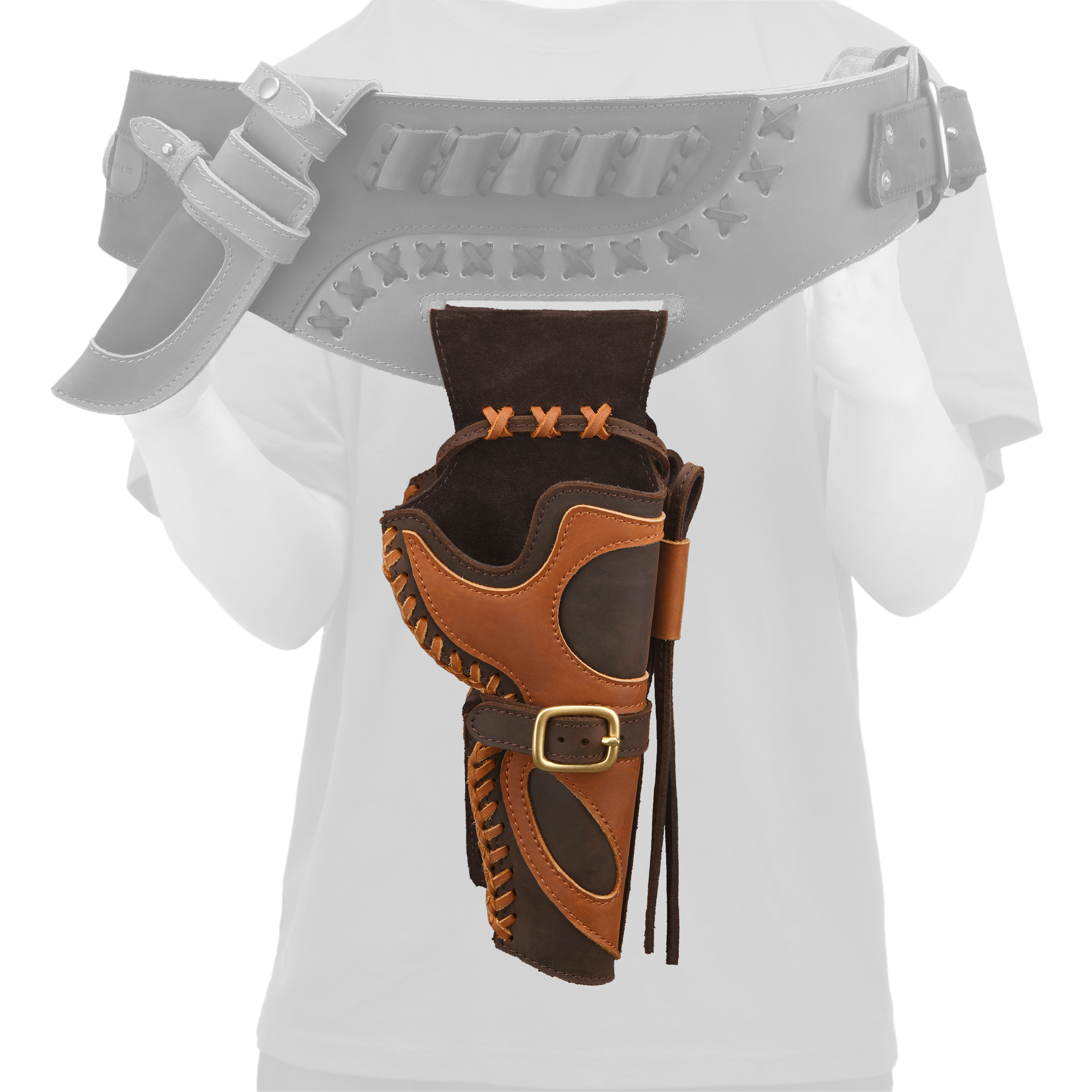 Leather Western Gun Holster, Cowboy Holsters for Revolvers Fit 4" to a 6" Barrel