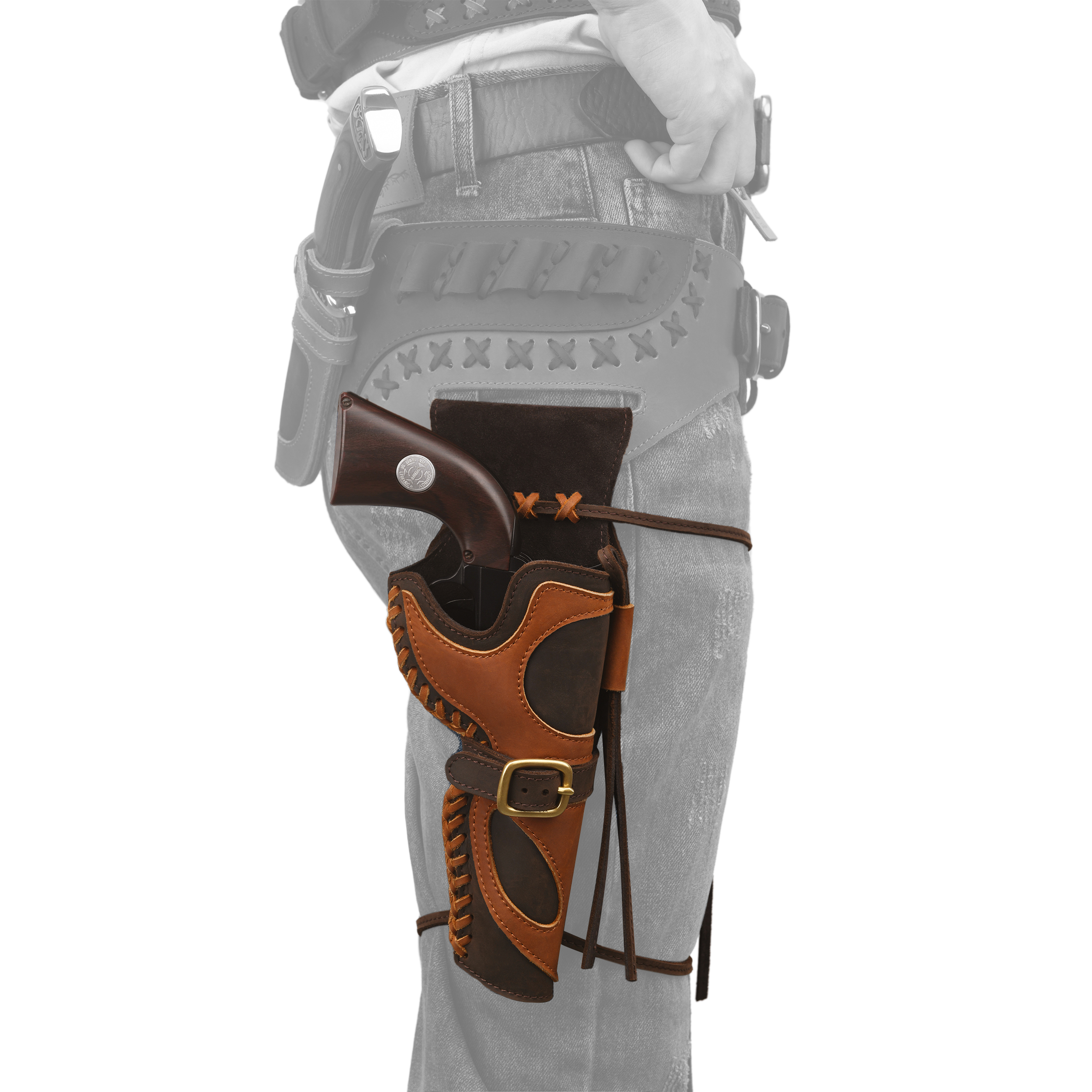 Leather Western Gun Holster, Cowboy Holsters for Revolvers Fit 4" to a 6" Barrel