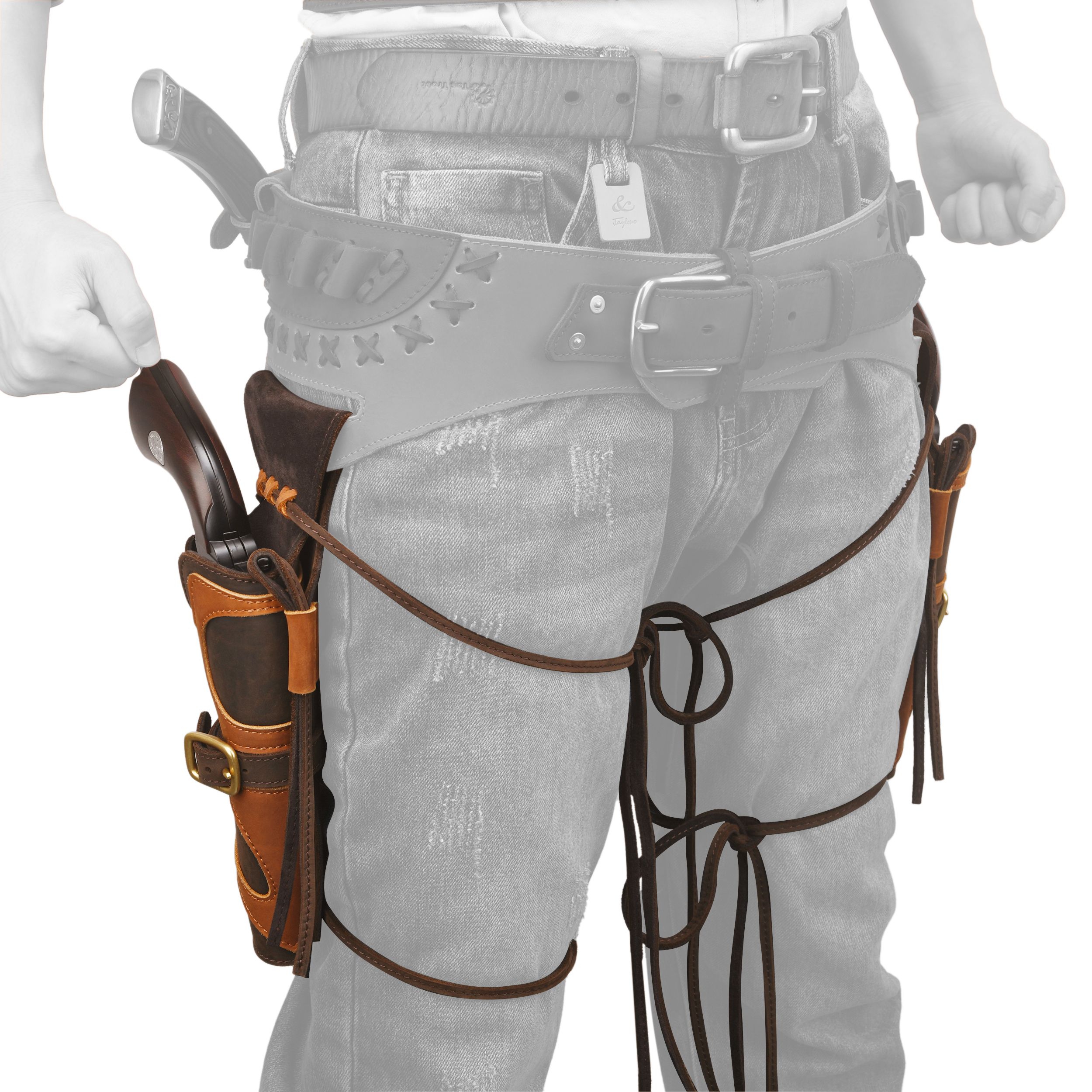 Leather Western Gun Holster, Cowboy Holsters for Revolvers Fit 4" to a 6" Barrel