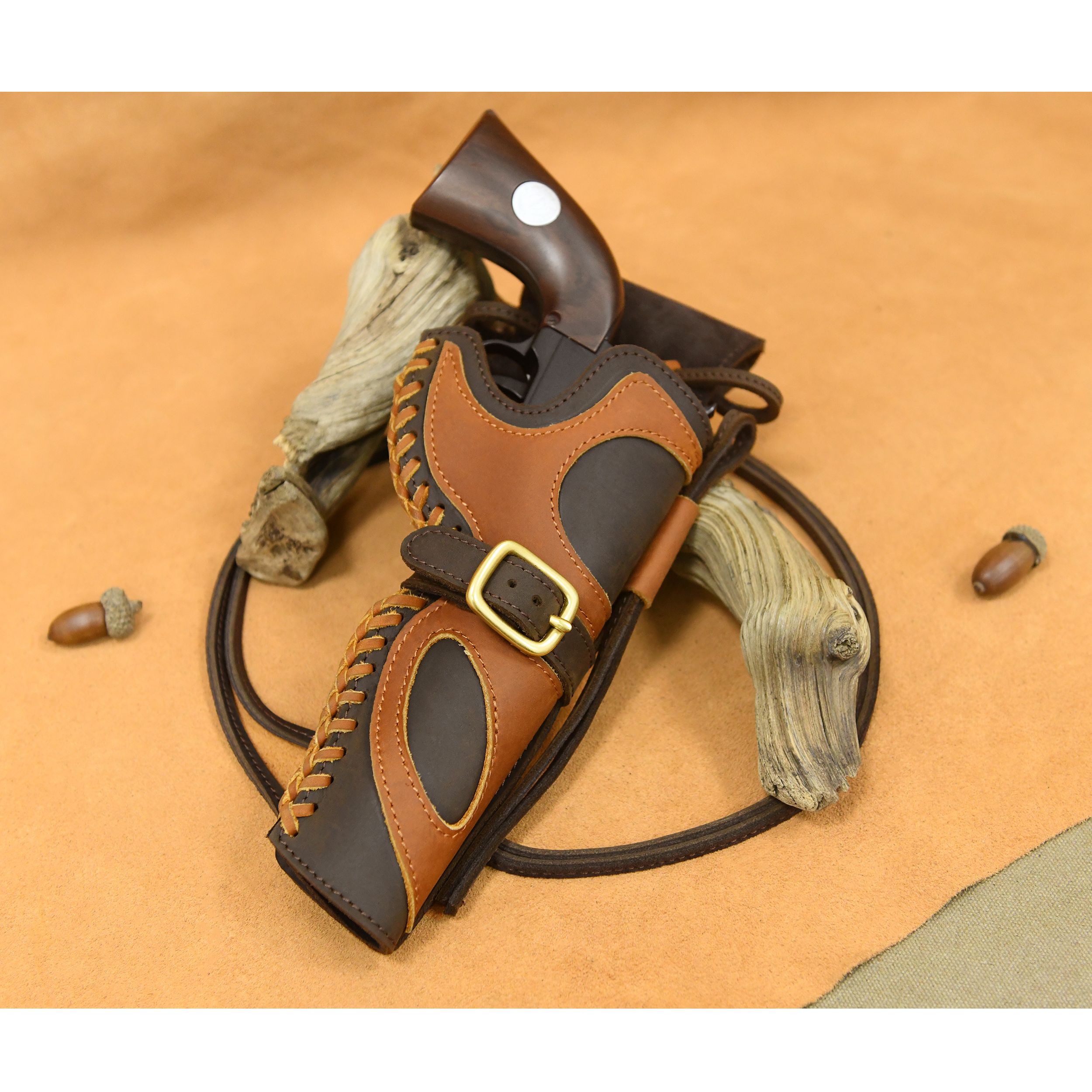 Leather Western Gun Holster, Cowboy Holsters for Revolvers Fit 4" to a 6" Barrel