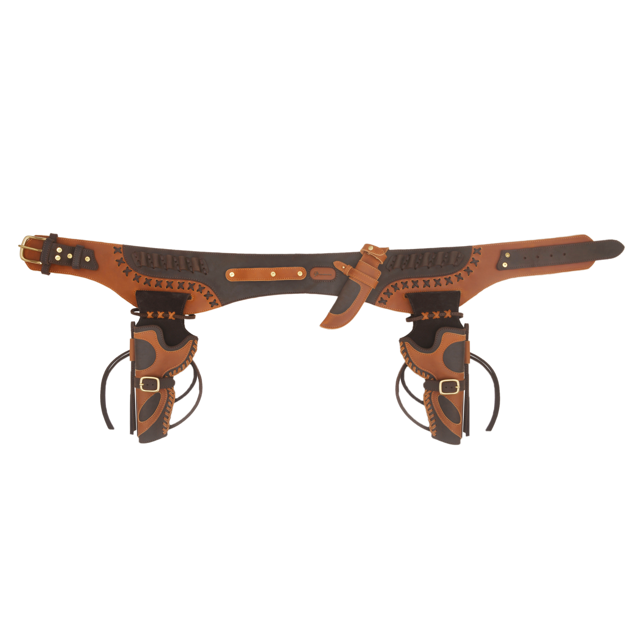 Western Belt Holster and Dual Hand Leather Revolver Set fit .45-70/.40/.44 Colt