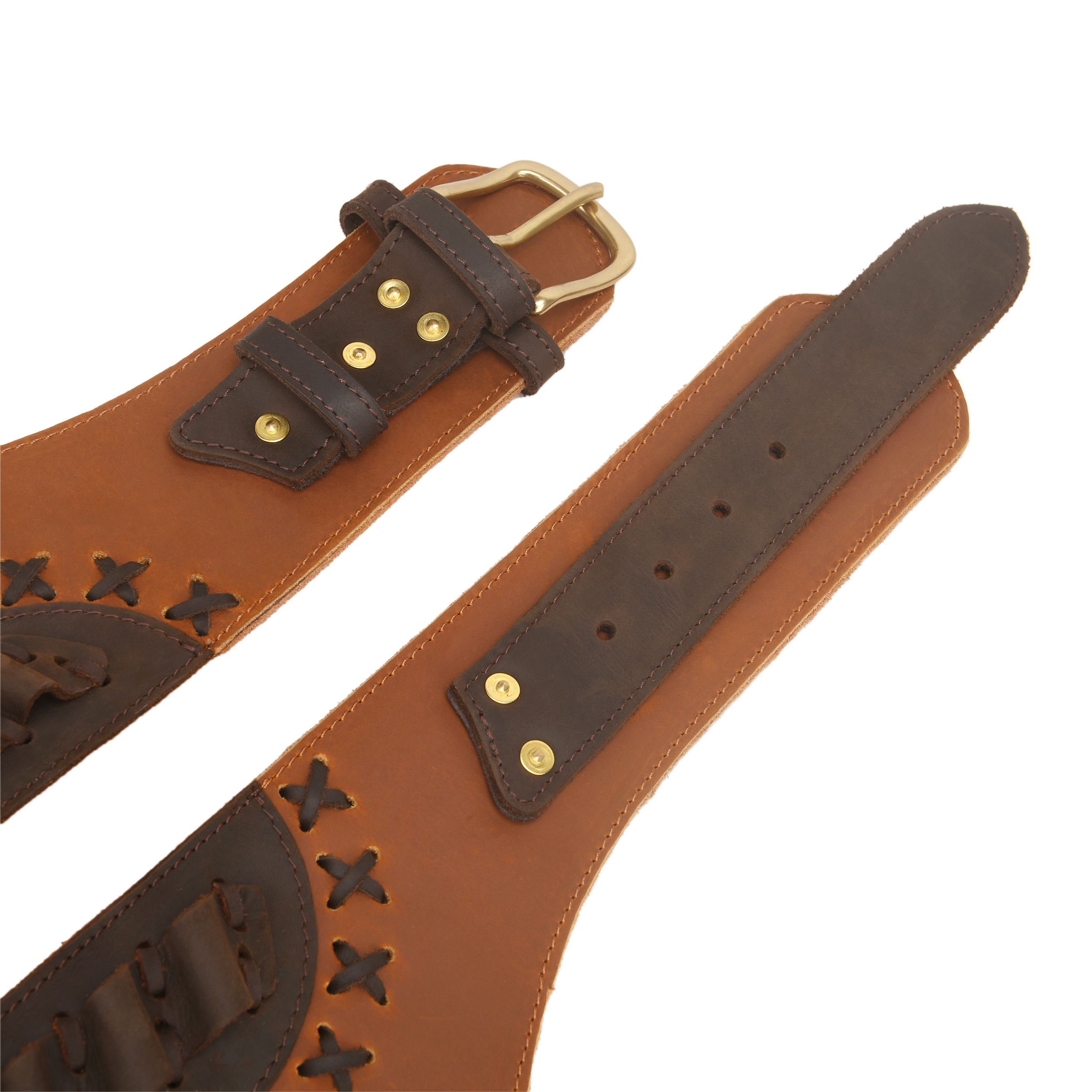 Western Belt Holster and Dual Hand Leather Revolver Set fit .45-70/.40/.44 Colt