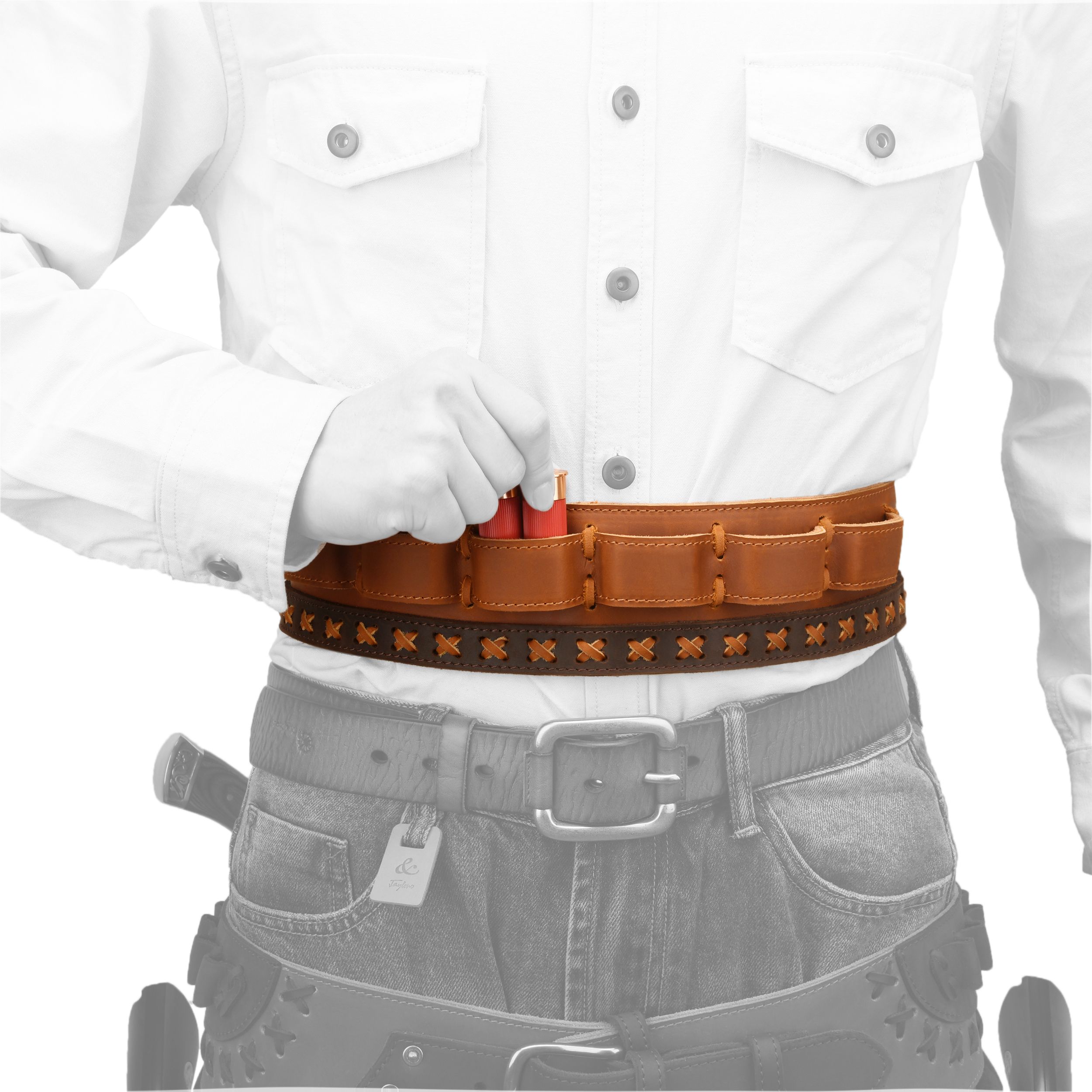Western Gun Holster Belt – Dual Revolver Holsters with ShotShell Slots Waist Ammo Belt