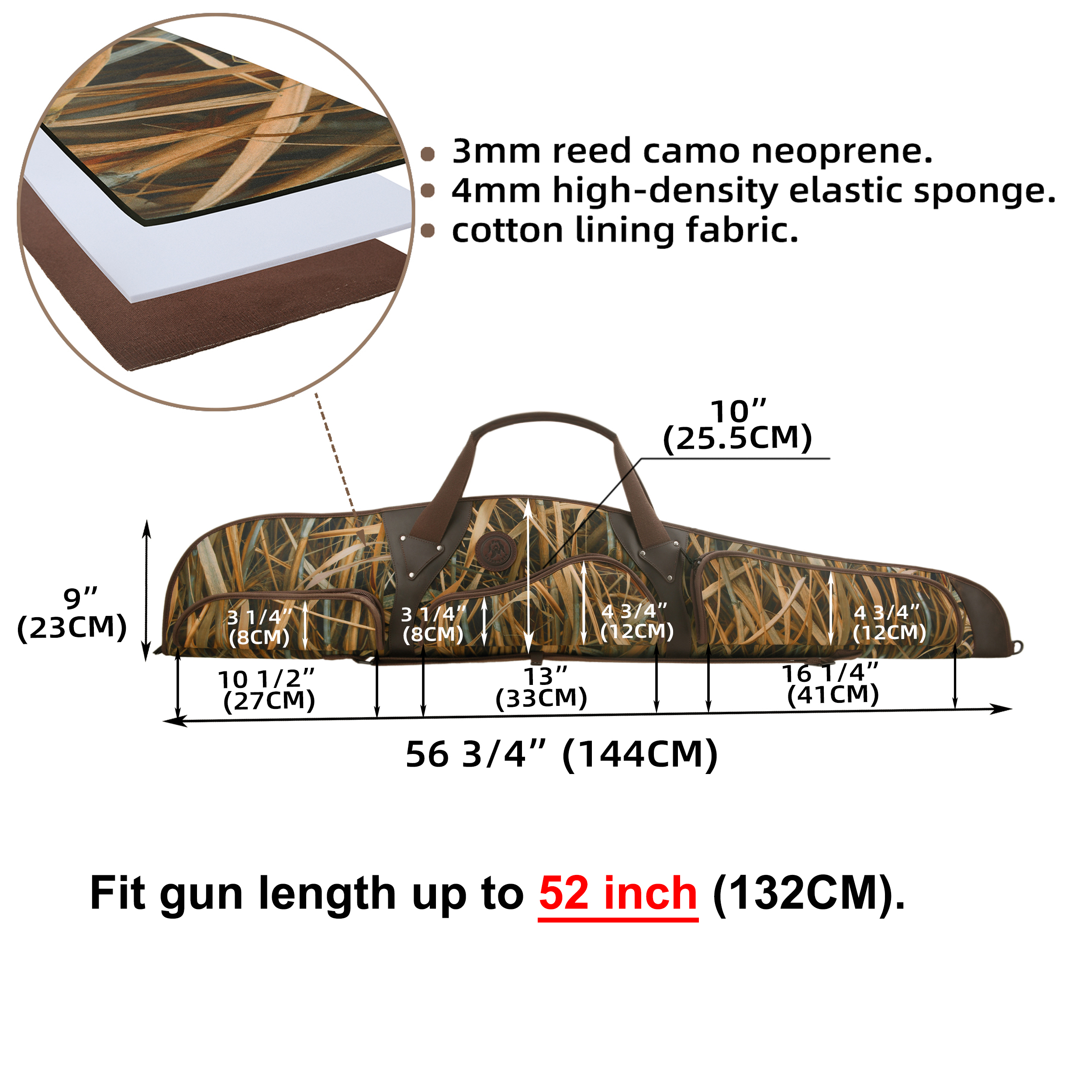 44" / 56" Soft Gun Case for Scoped Rifle & Shotgun, Camouflage Gun Storage Bag for Bolt-Action Rifles, Break-Action Shotguns