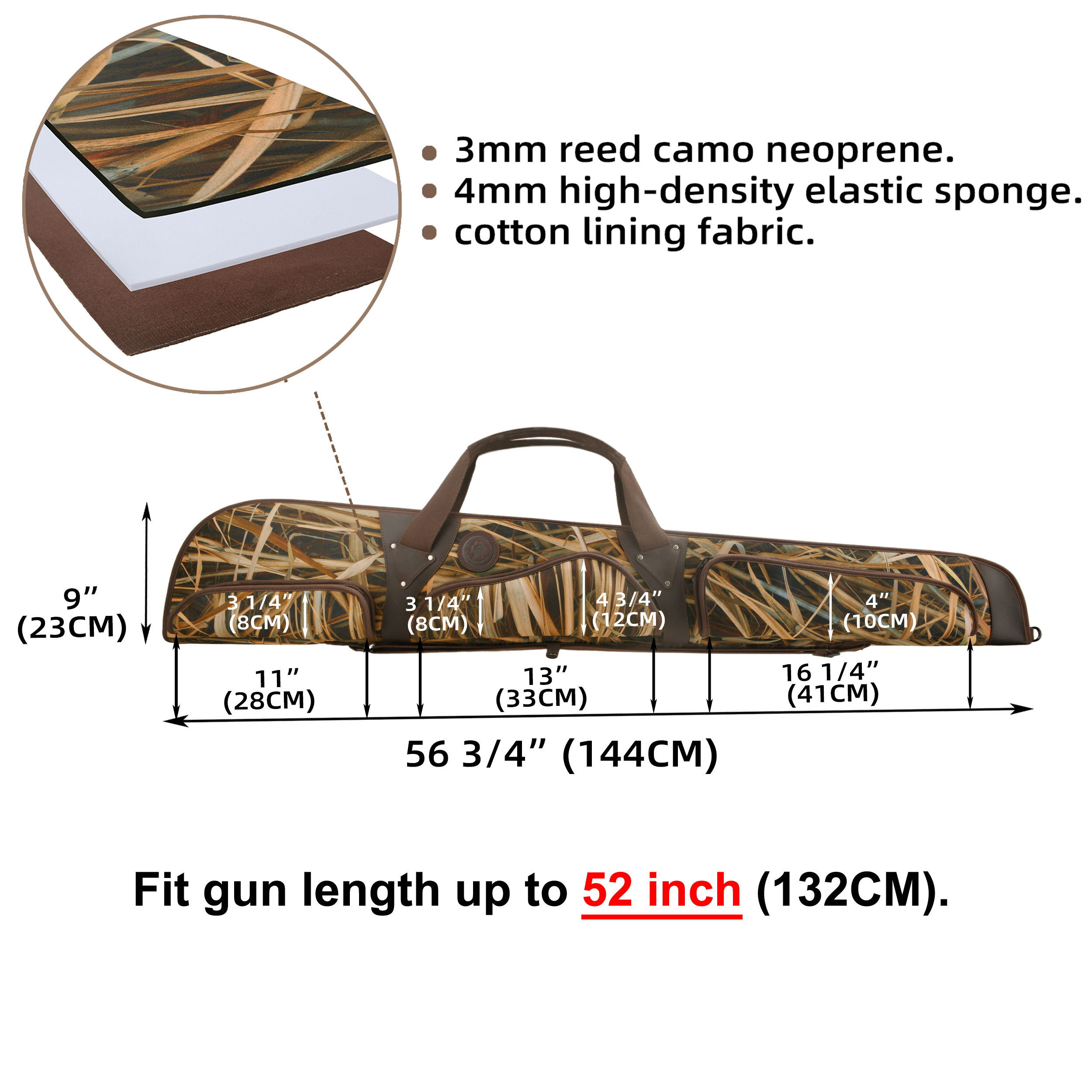 44" / 56" Soft Gun Case for Scoped Rifle & Shotgun, Camouflage Gun Storage Bag for Bolt-Action Rifles, Break-Action Shotguns