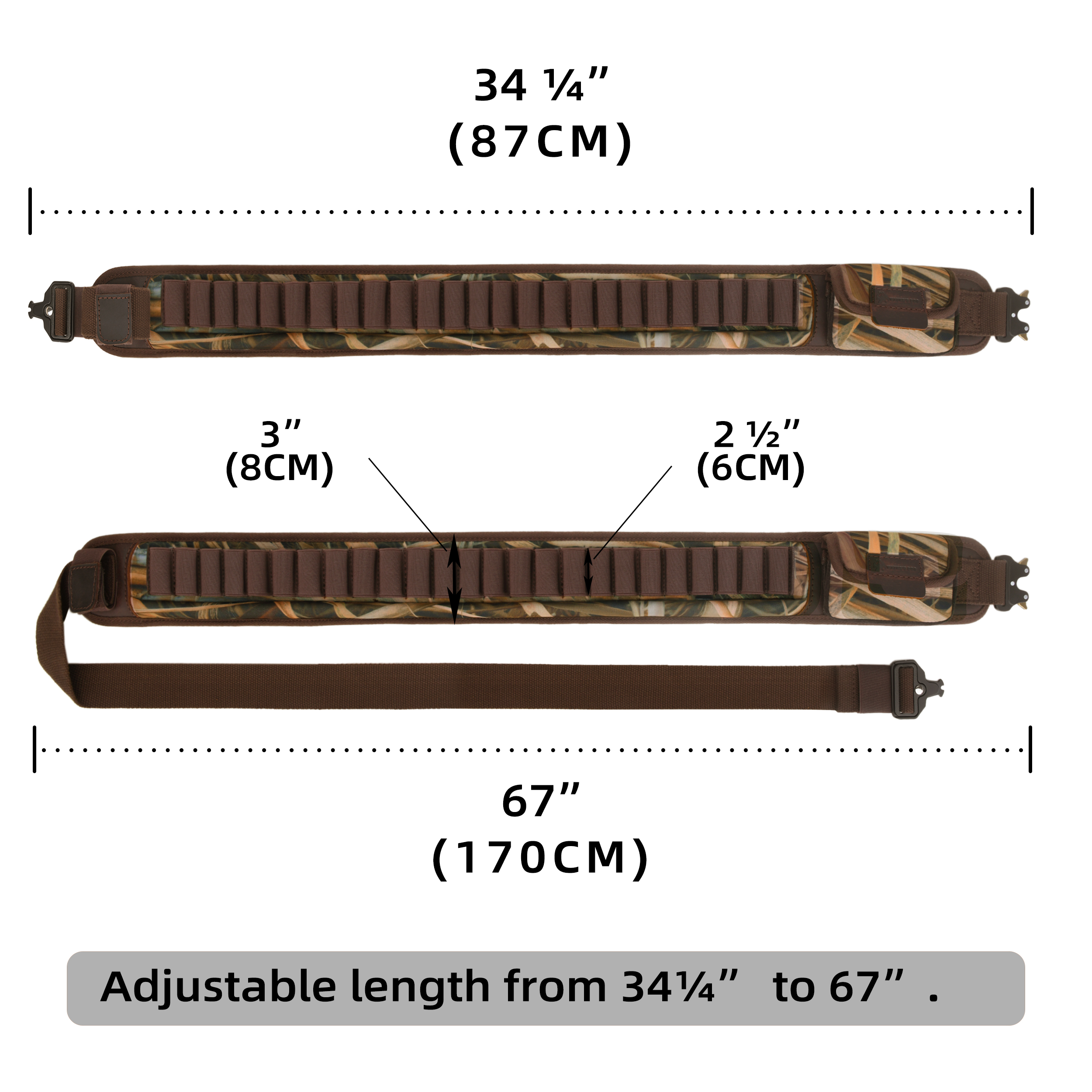 25 Rounds Shotgun Shells Bandolier Camo Ammo Holder Shotshells Waist Belt for 12GA 16GA 20GA