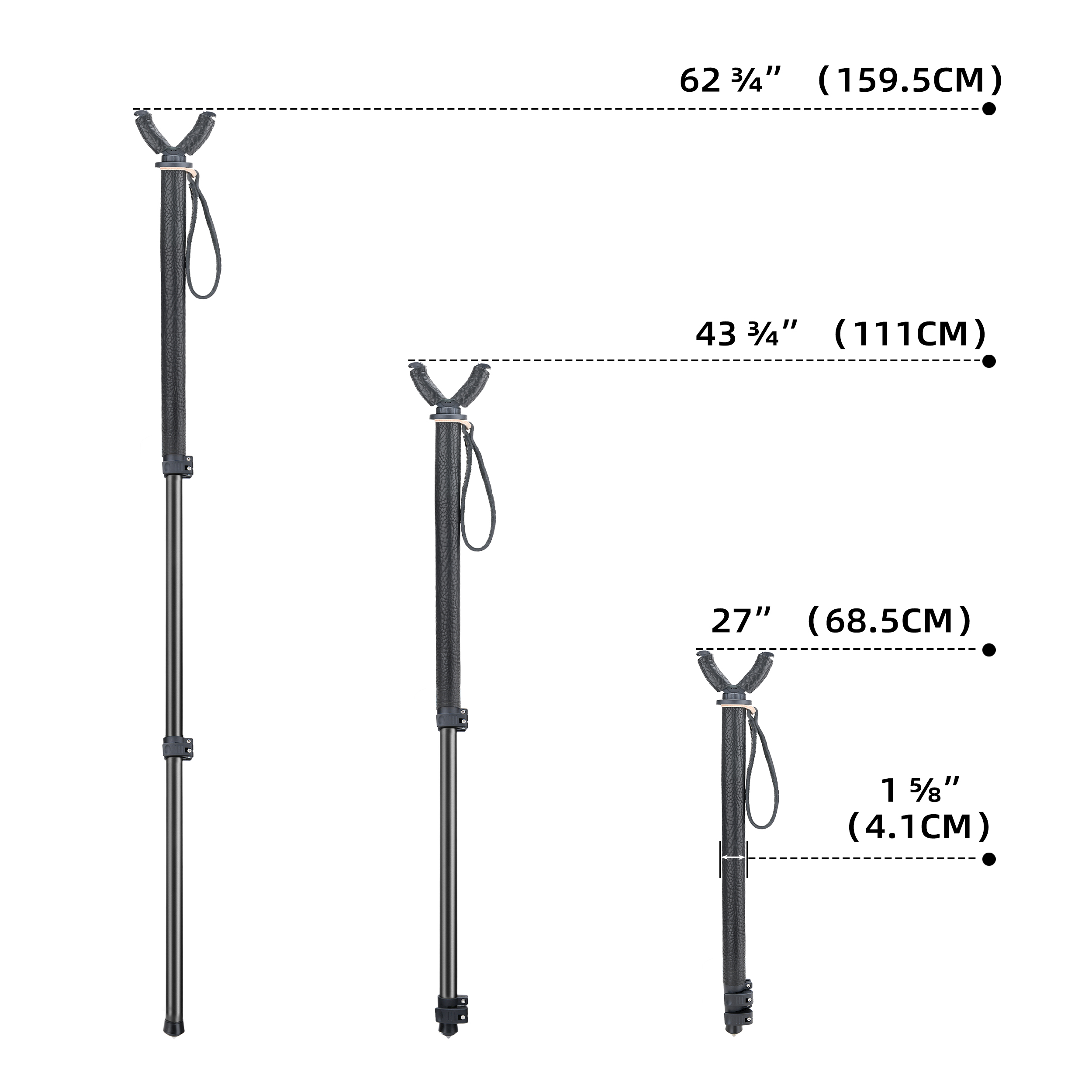 WAYNE'S DOG Shooting Stick Monopod Gun Rifle Shooting Rest with V Yoke, Whole Sheet Leather Wrap