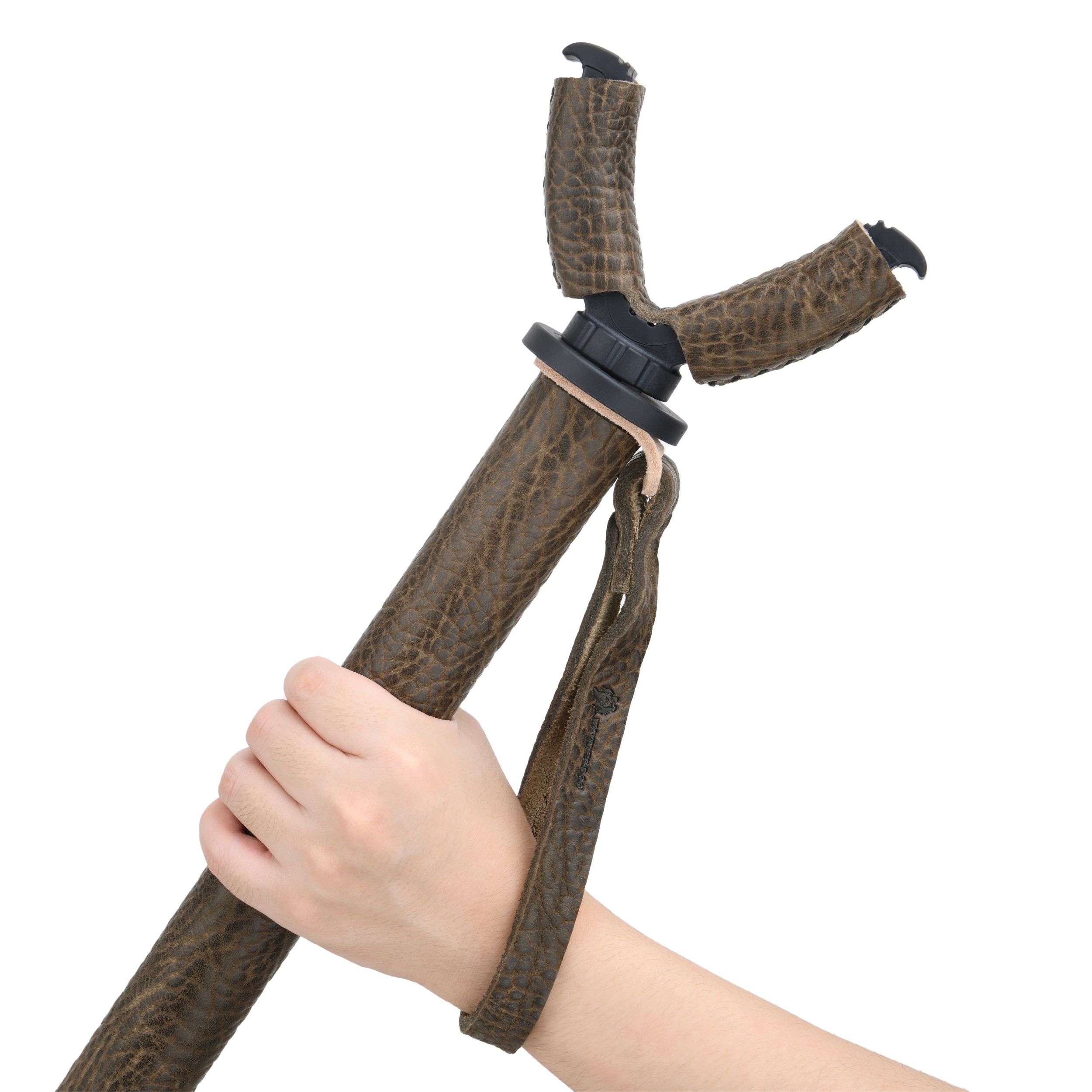 WAYNE'S DOG Shooting Stick Monopod Gun Rifle Shooting Rest with V Yoke, Whole Sheet Leather Wrap