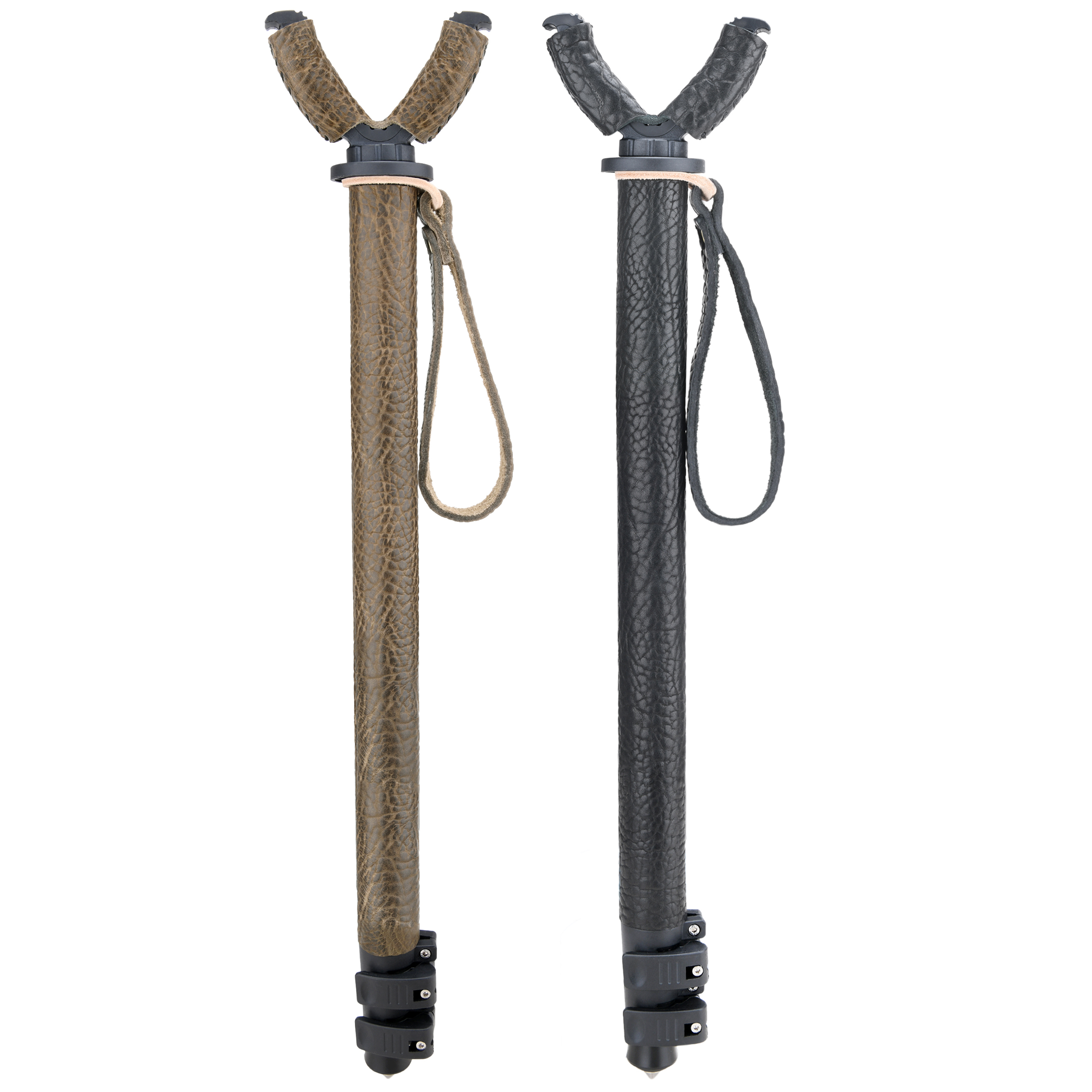 WAYNE'S DOG Shooting Stick Monopod Gun Rifle Shooting Rest with V Yoke, Whole Sheet Leather Wrap