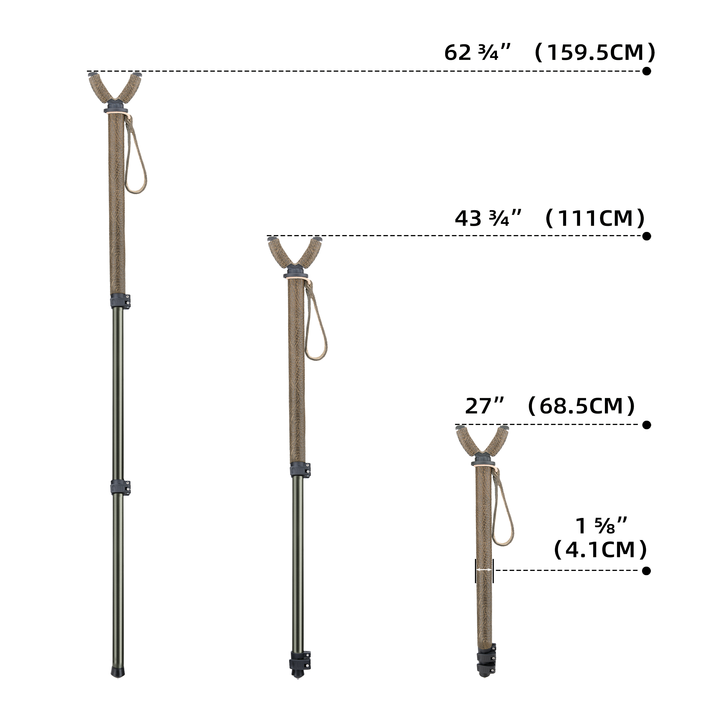 WAYNE'S DOG Shooting Stick Monopod Gun Rifle Shooting Rest with V Yoke, Whole Sheet Leather Wrap