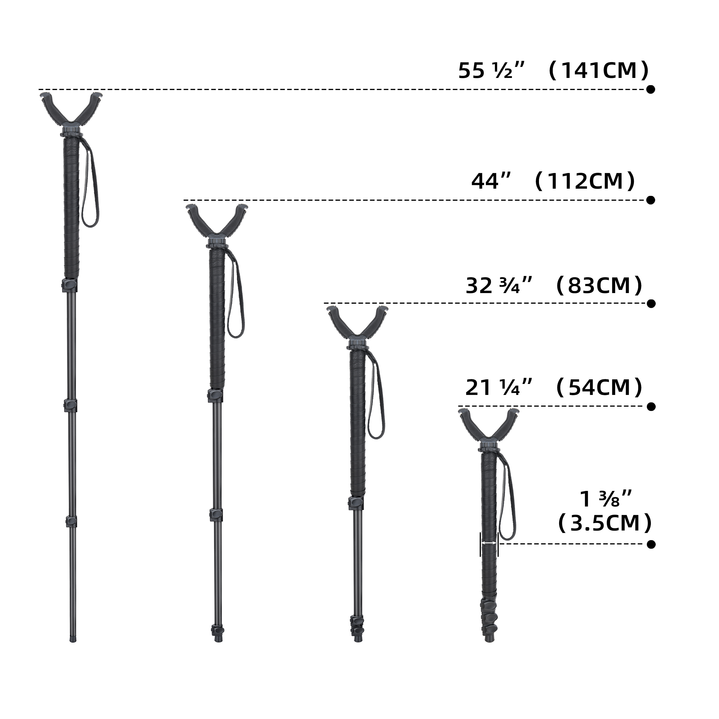 WAYNE'S DOG Shooting Stick Monopod Gun Rifle Shooting Rest with V Yoke, Whole Sheet Leather Wrap