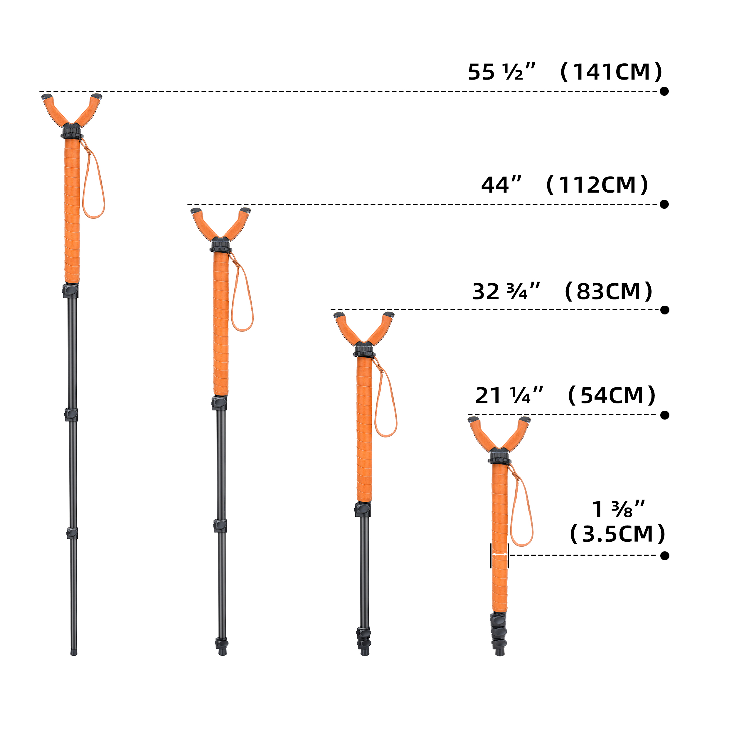 WAYNE'S DOG Shooting Stick Monopod Gun Rifle Shooting Rest with V Yoke, Whole Sheet Leather Wrap
