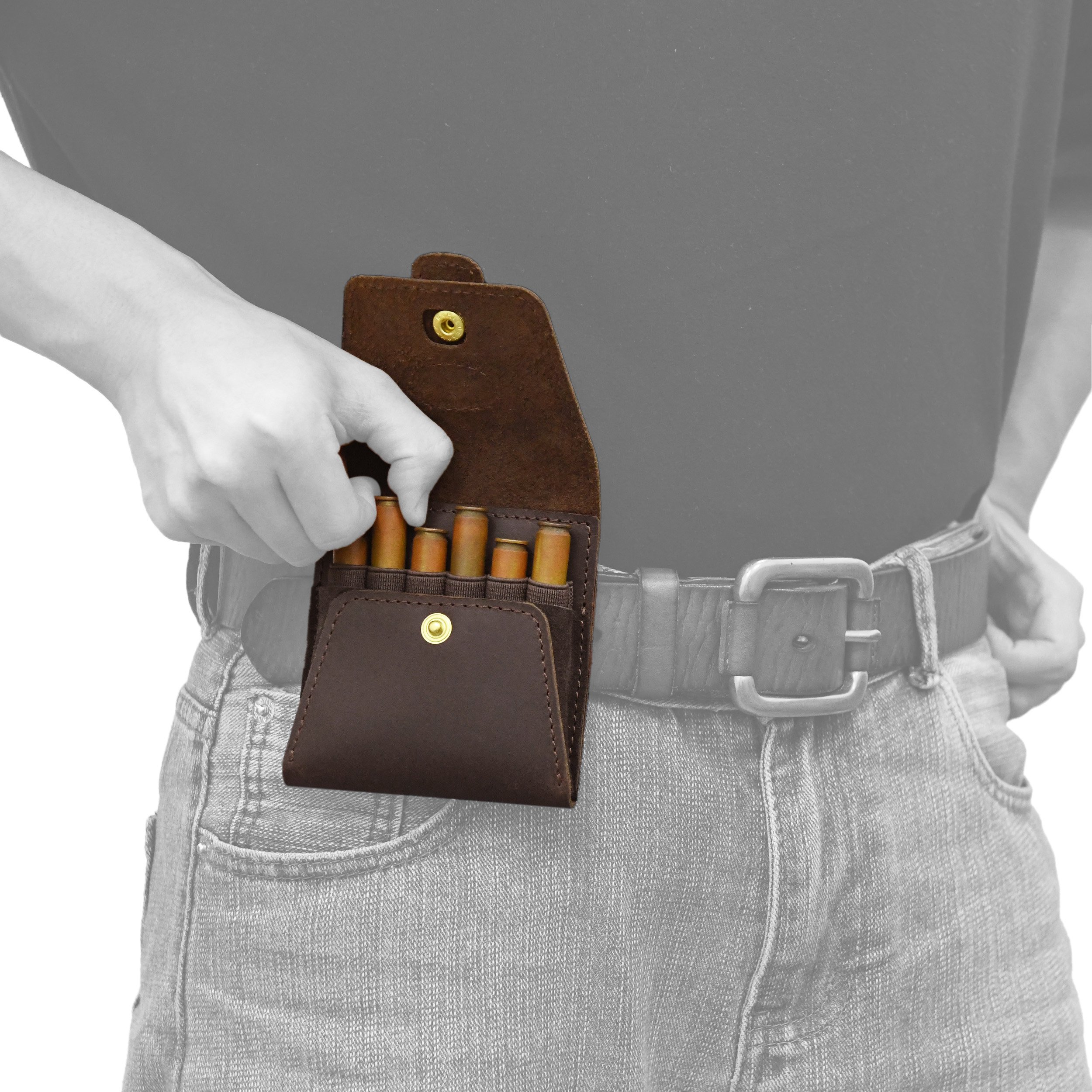 WAYNE'S DOG Leather Rifle Ammo Wallet Shell Cartridge Pouch Holder Ammo Carrier .308 .30-06