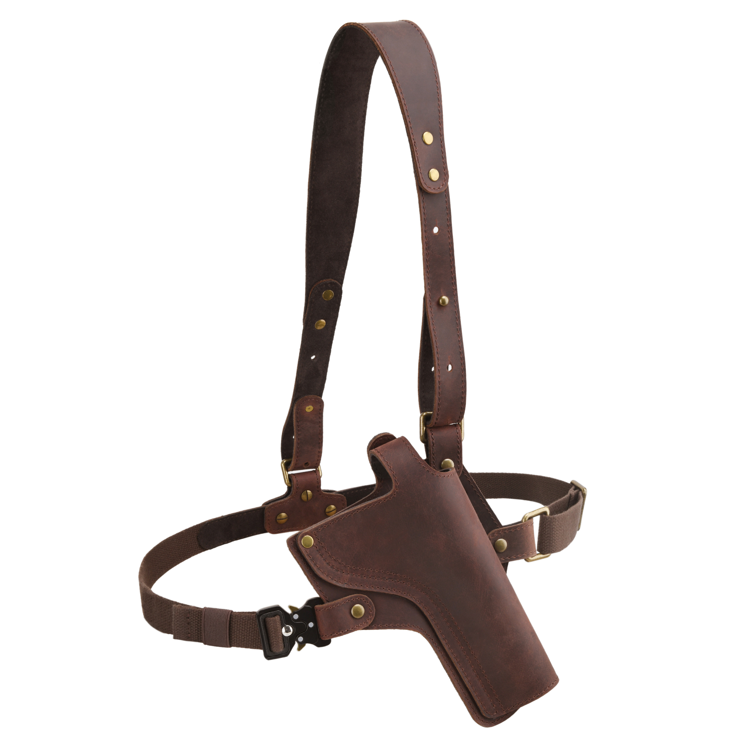 WAYNE'S DOG Adjustable Cowhide Leather Chest Rig Pistol Holster with Shoulder Strap