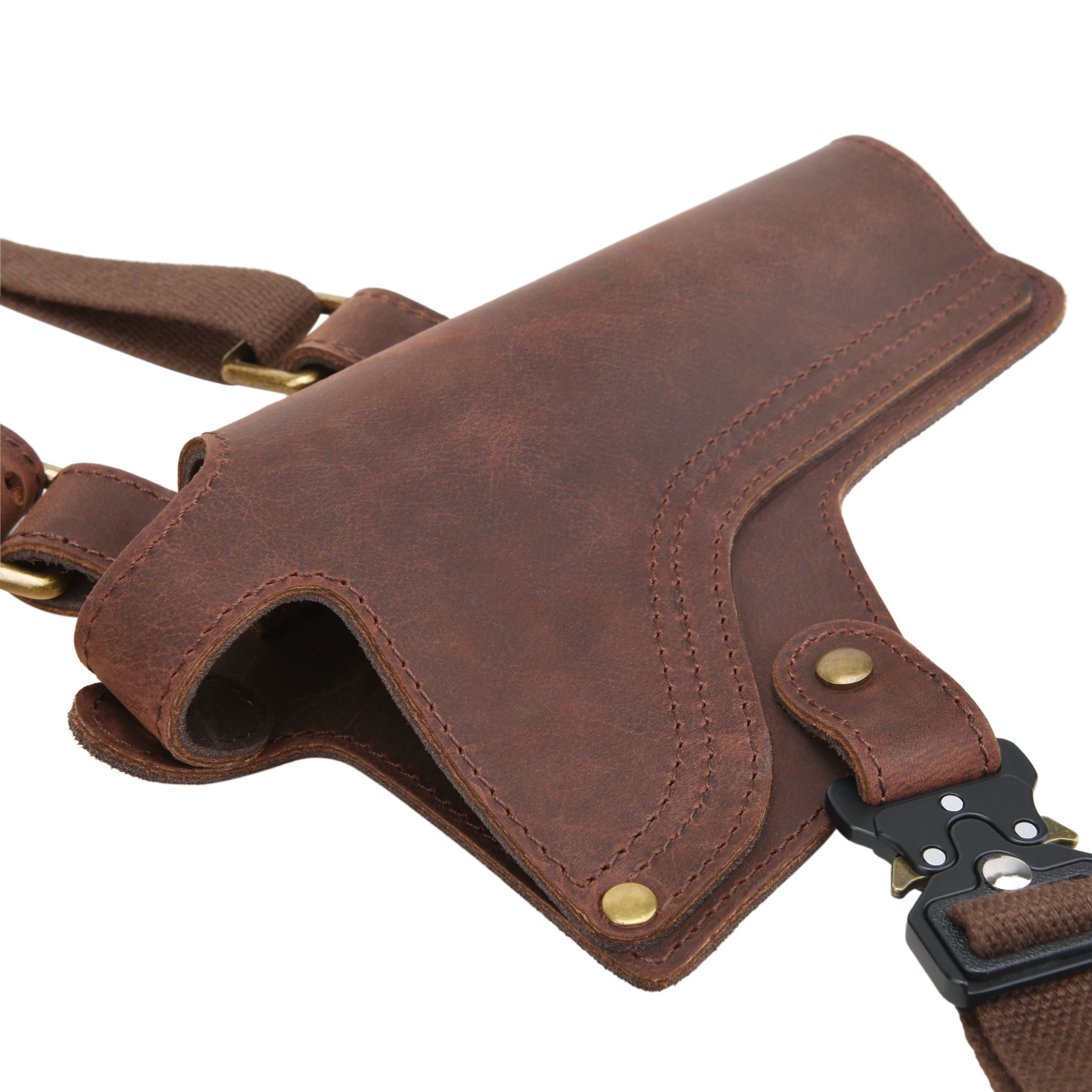 WAYNE'S DOG Adjustable Cowhide Leather Chest Rig Pistol Holster with Shoulder Strap