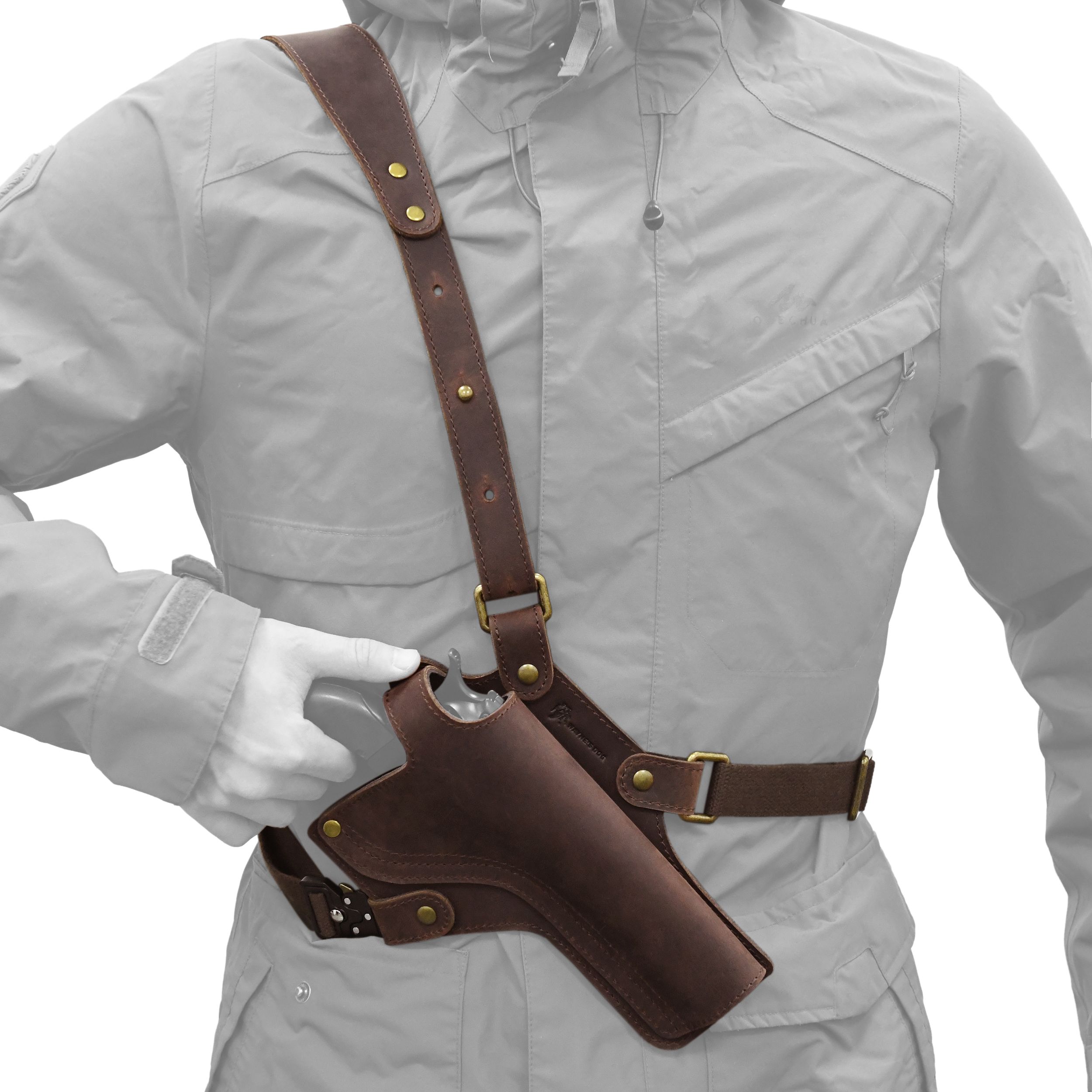 WAYNE'S DOG Adjustable Cowhide Leather Chest Rig Pistol Holster with Shoulder Strap