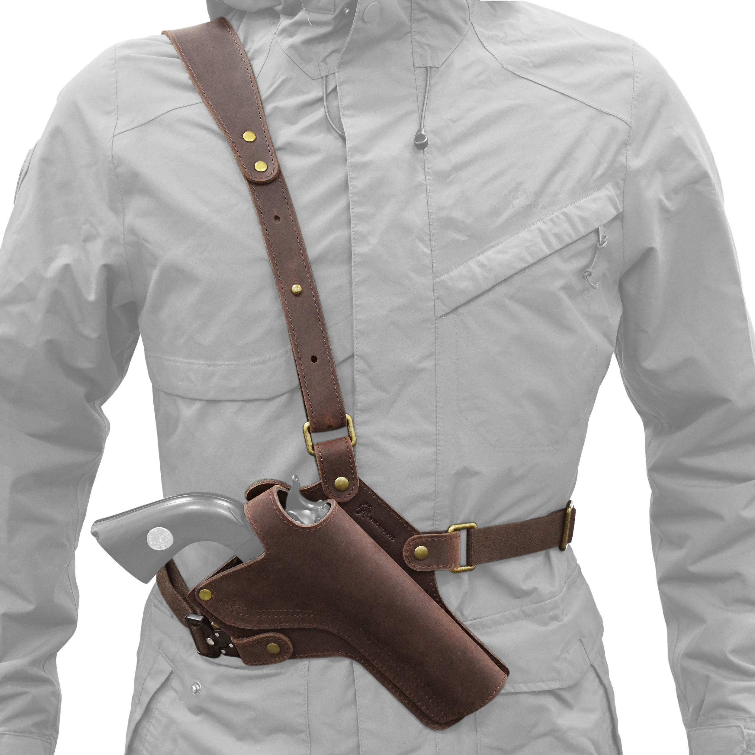 WAYNE'S DOG Adjustable Cowhide Leather Chest Rig Pistol Holster with Shoulder Strap