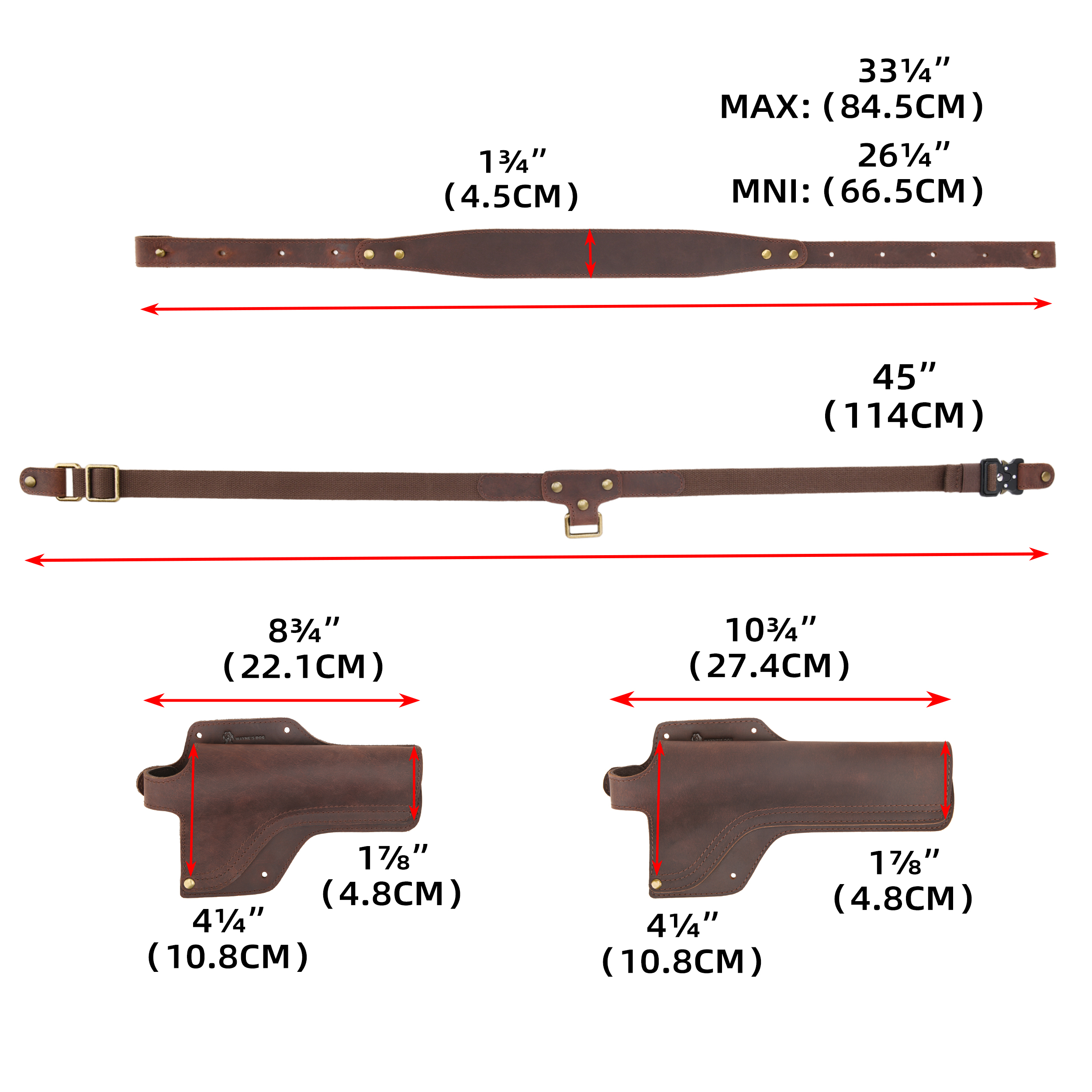 WAYNE'S DOG Adjustable Cowhide Leather Chest Rig Pistol Holster with Shoulder Strap