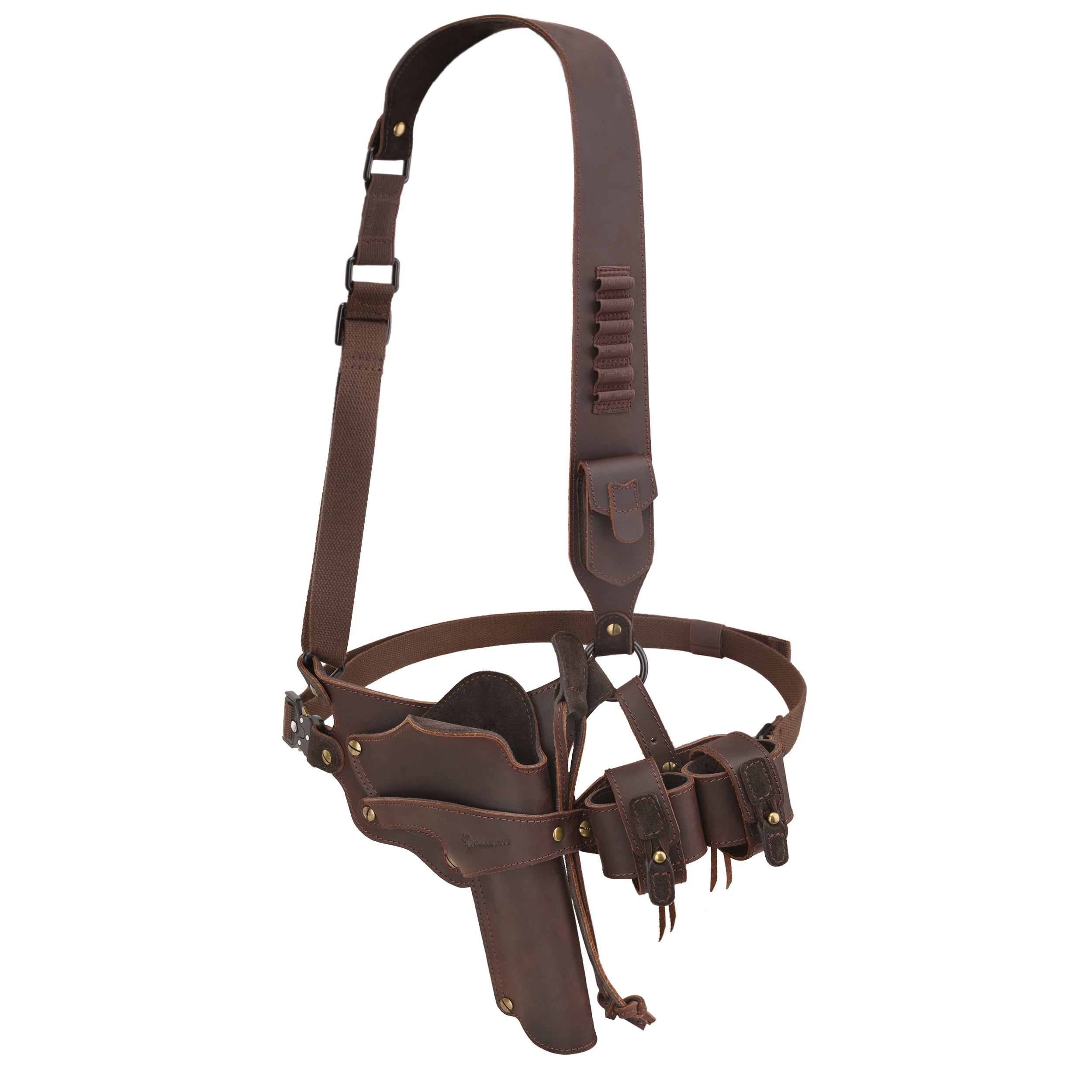 WAYNE'S DOG Leather Shoulder Holster System with Double Magazine Carrier | Leather Gun Holster for Concealed Carry