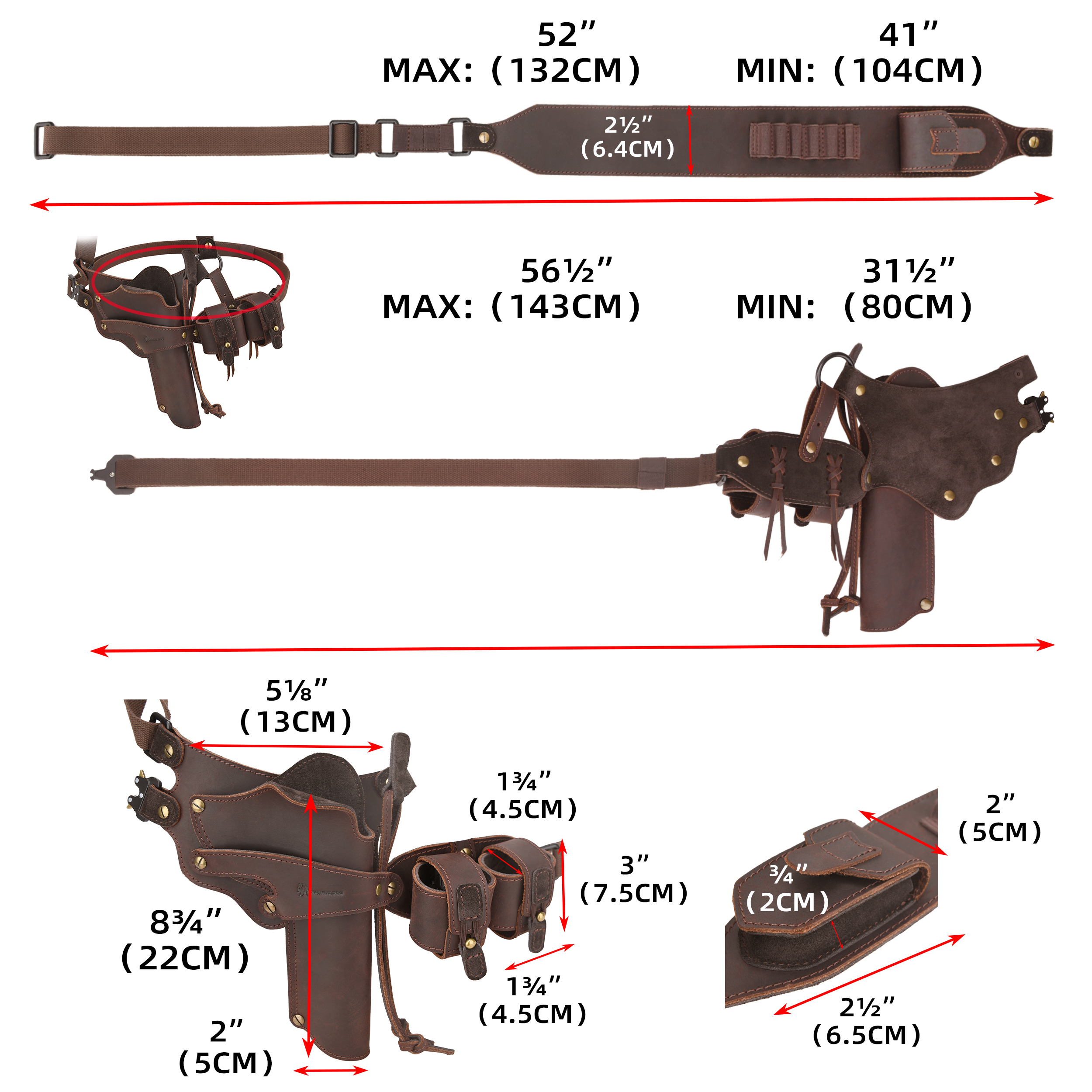 WAYNE'S DOG Leather Shoulder Holster System with Double Magazine Carrier | Leather Gun Holster for Concealed Carry