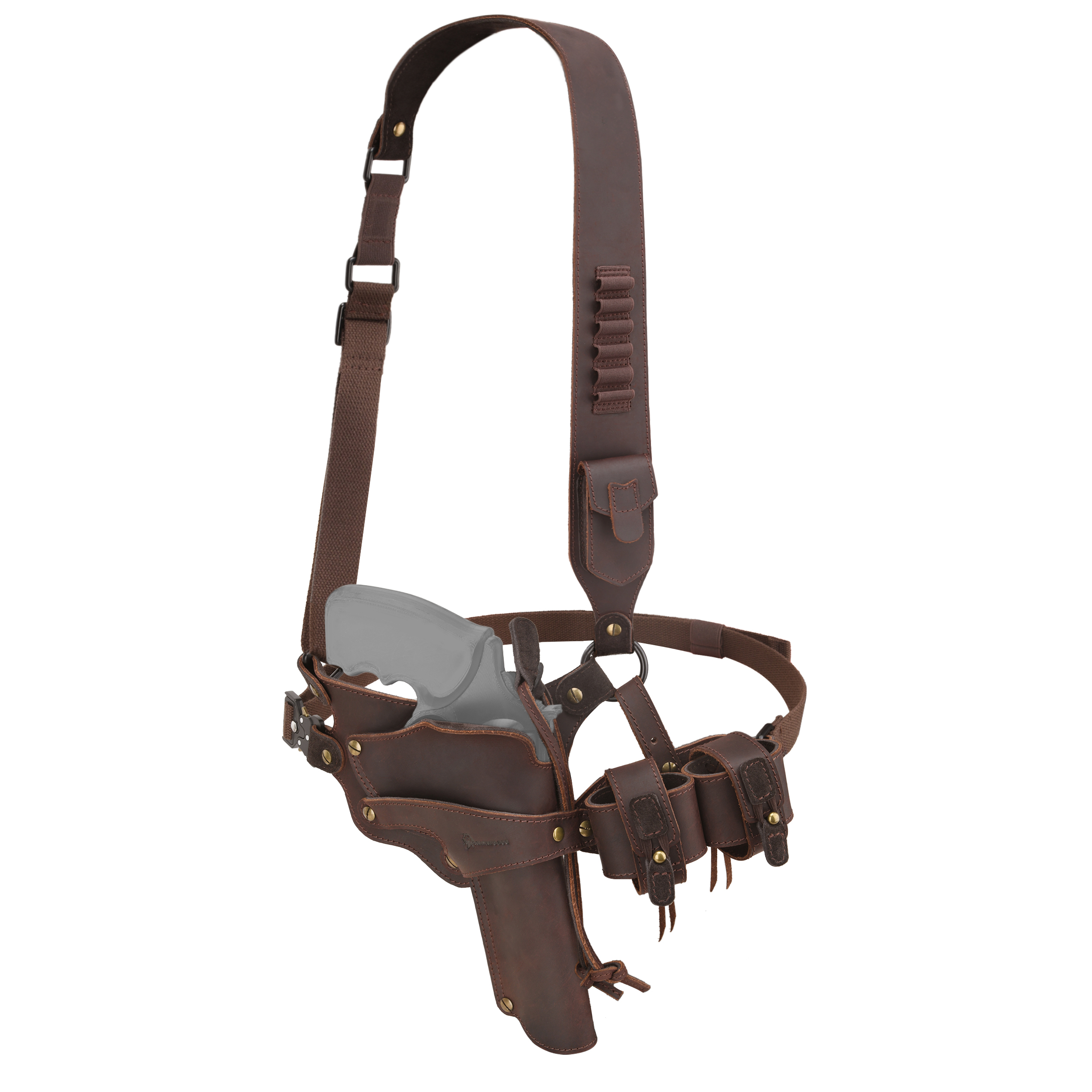 WAYNE'S DOG Leather Shoulder Holster System with Double Magazine Carrier | Leather Gun Holster for Concealed Carry