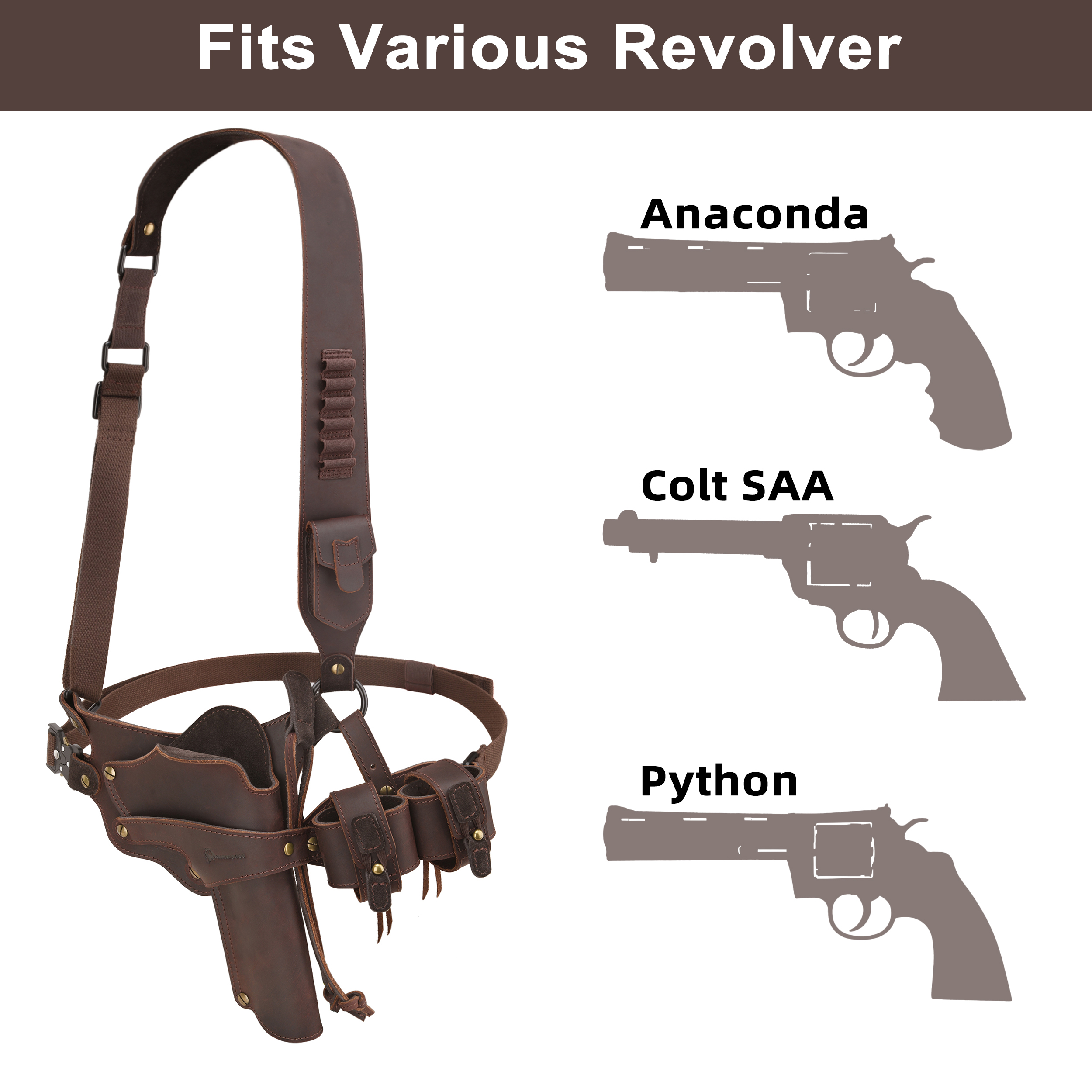 WAYNE'S DOG Leather Shoulder Holster System with Double Magazine Carrier | Leather Gun Holster for Concealed Carry