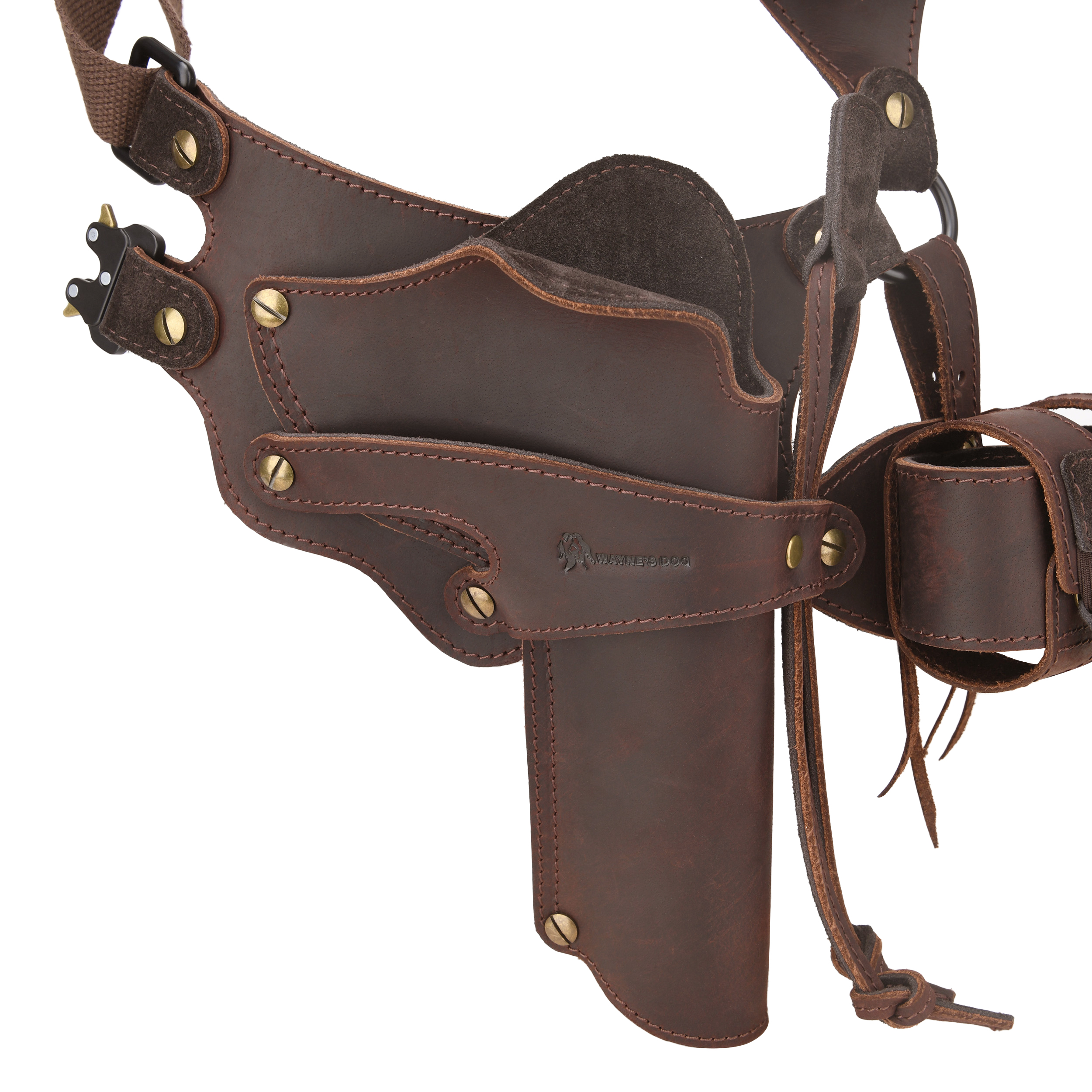 WAYNE'S DOG Leather Shoulder Holster System with Double Magazine Carrier | Leather Gun Holster for Concealed Carry