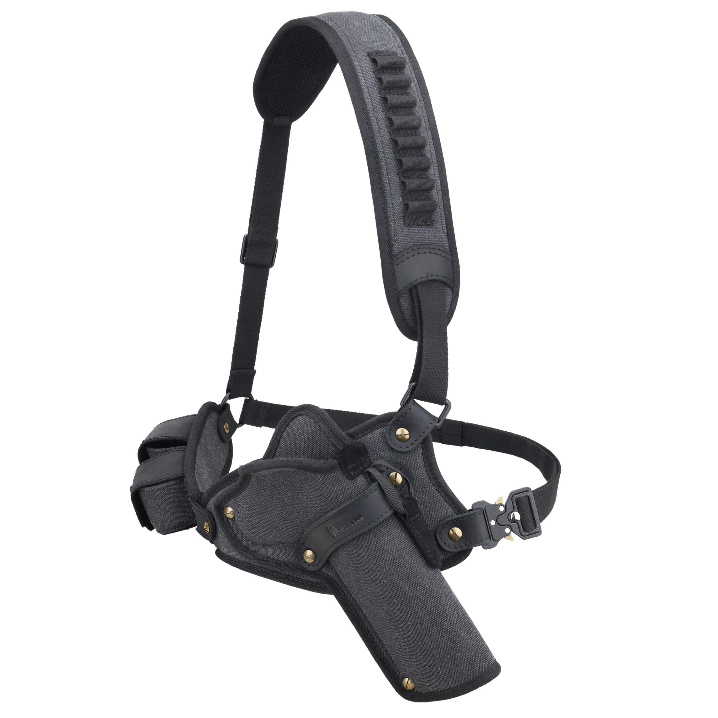 Canvas Pistol Chest Holster with Double Speedloader Holder Suit for Right Handed