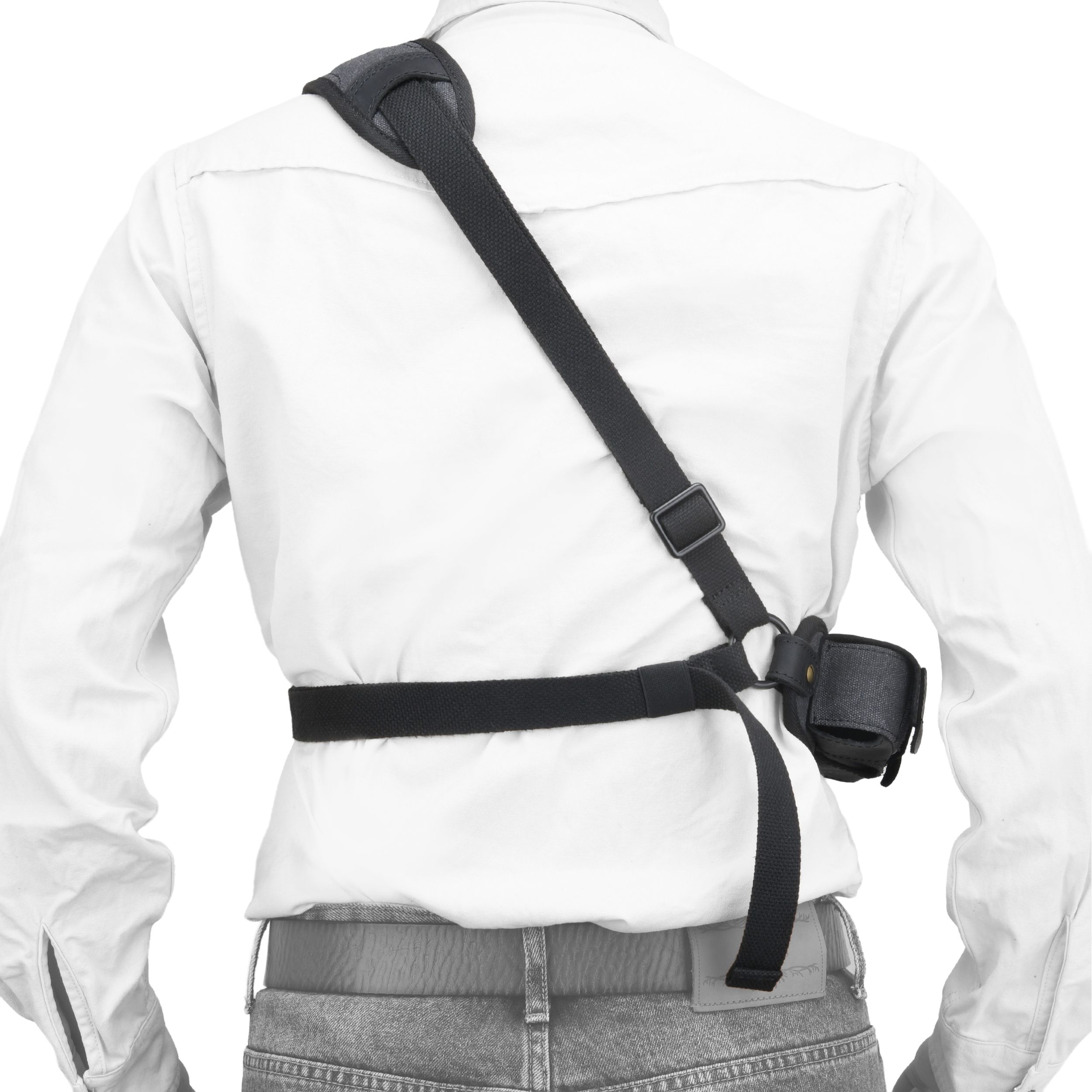Canvas Pistol Chest Holster with Double Speedloader Holder Suit for Right Handed