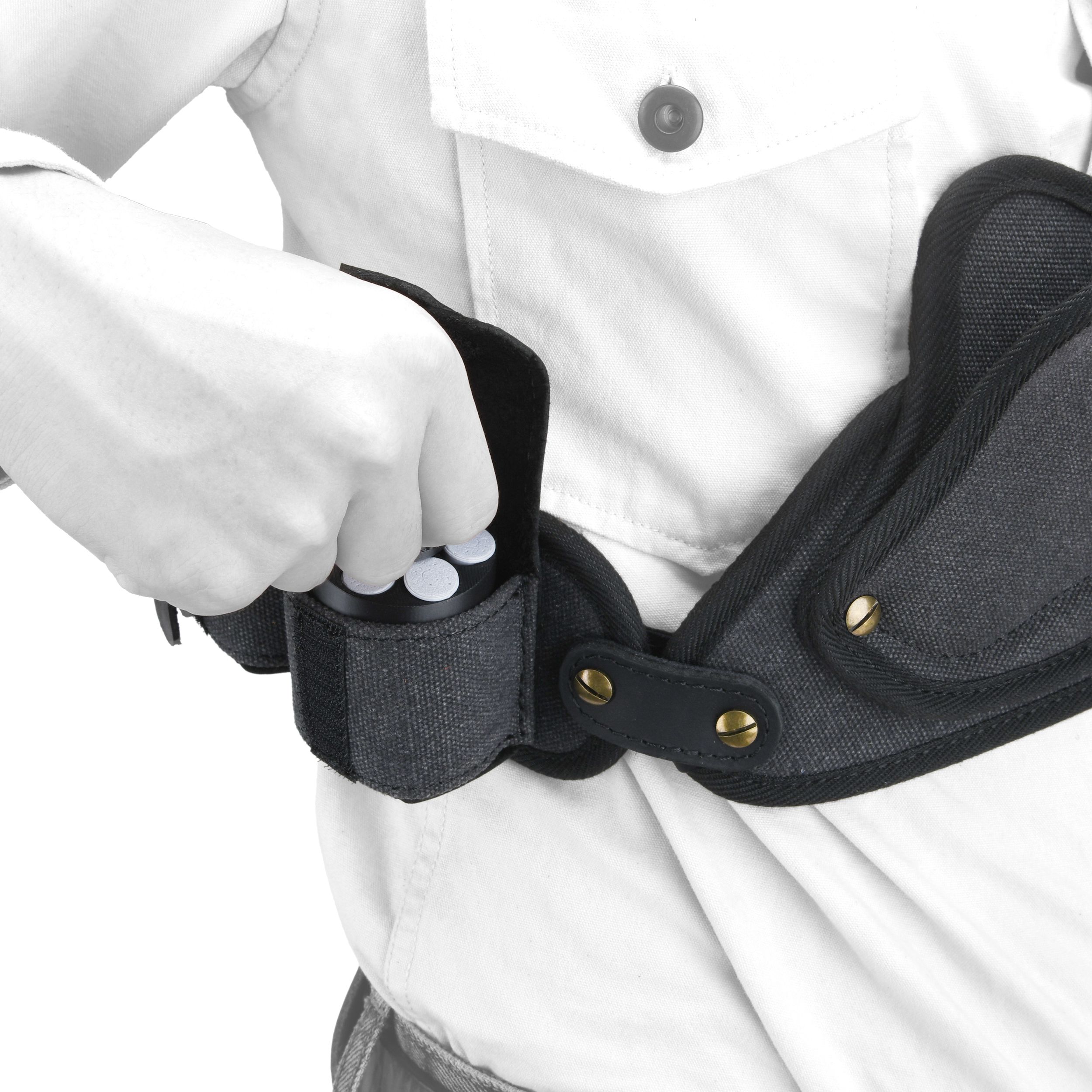 Canvas Pistol Chest Holster with Double Speedloader Holder Suit for Right Handed