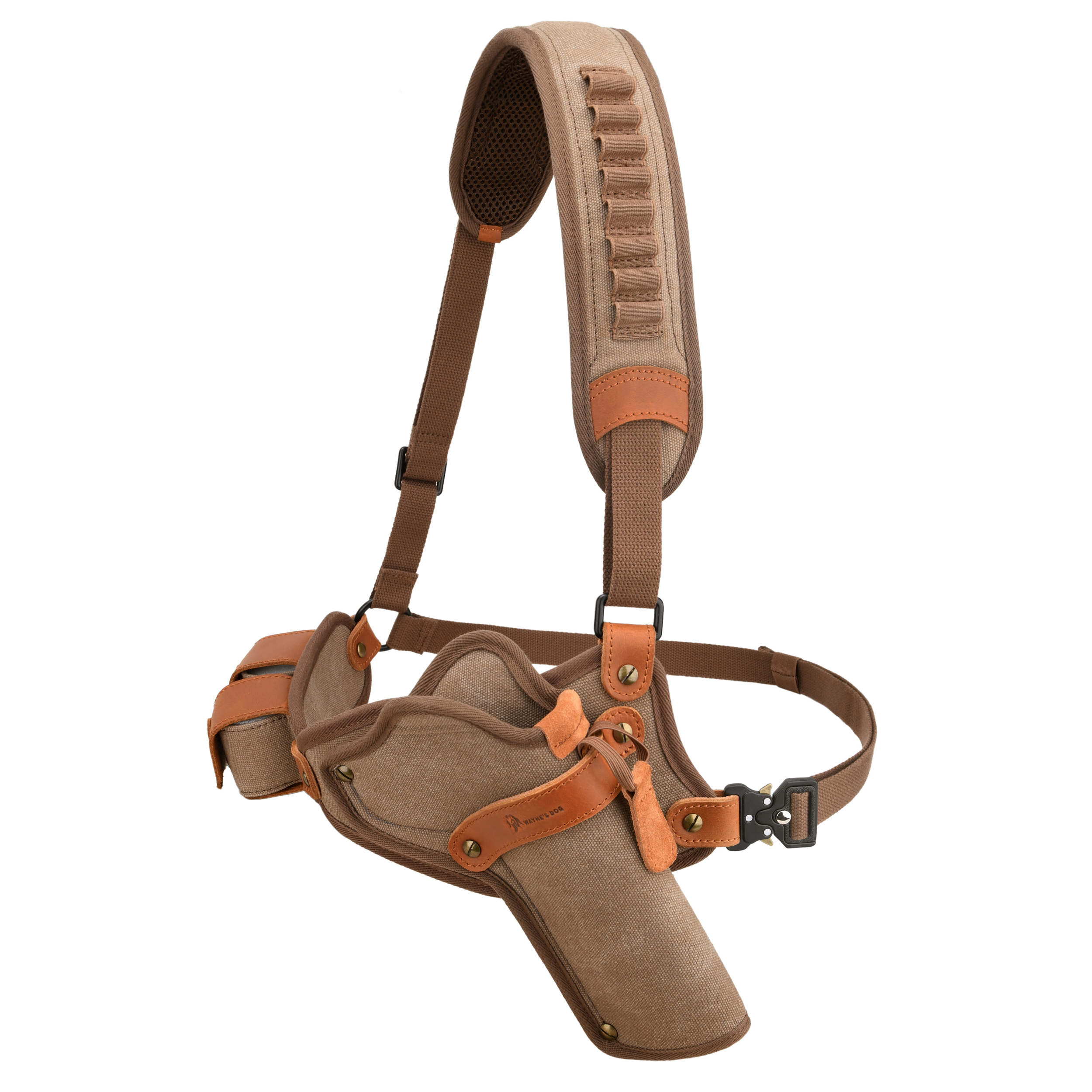 Canvas Pistol Chest Holster with Double Speedloader Holder Suit for Right Handed