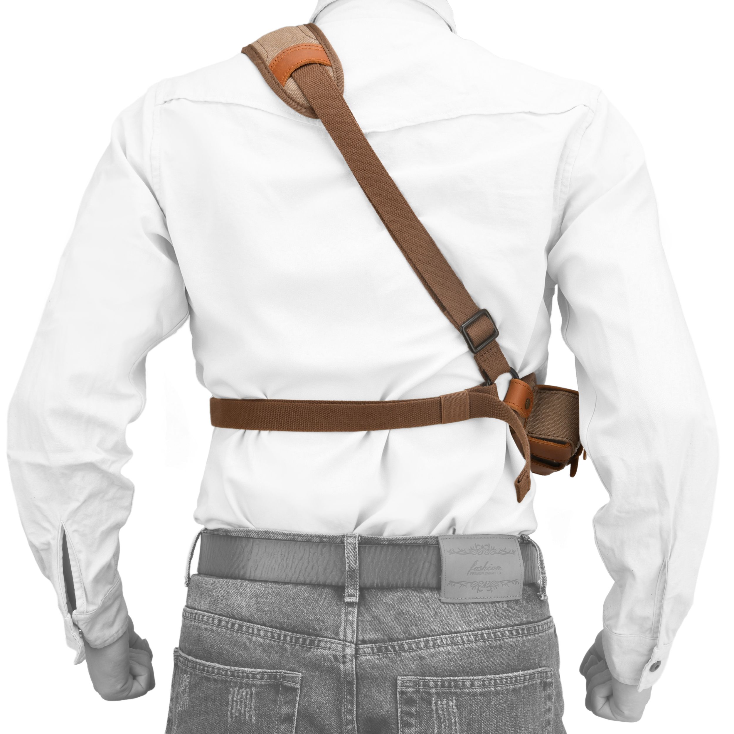 Canvas Pistol Chest Holster with Double Speedloader Holder Suit for Right Handed
