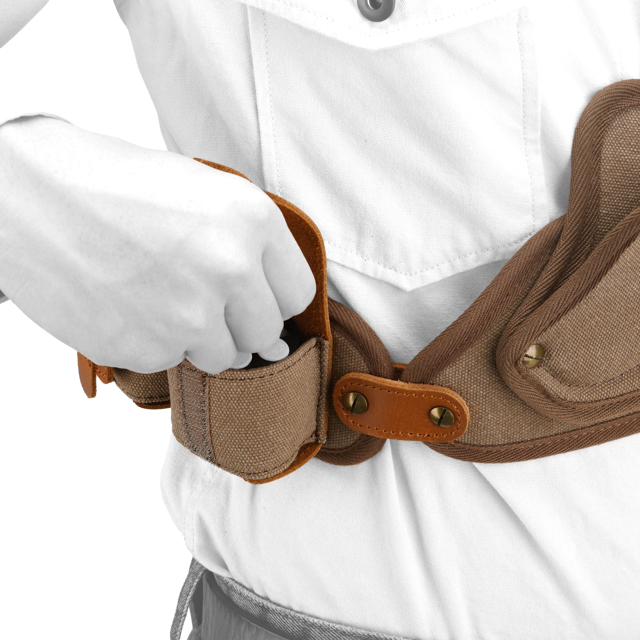 Canvas Pistol Chest Holster with Double Speedloader Holder Suit for Right Handed