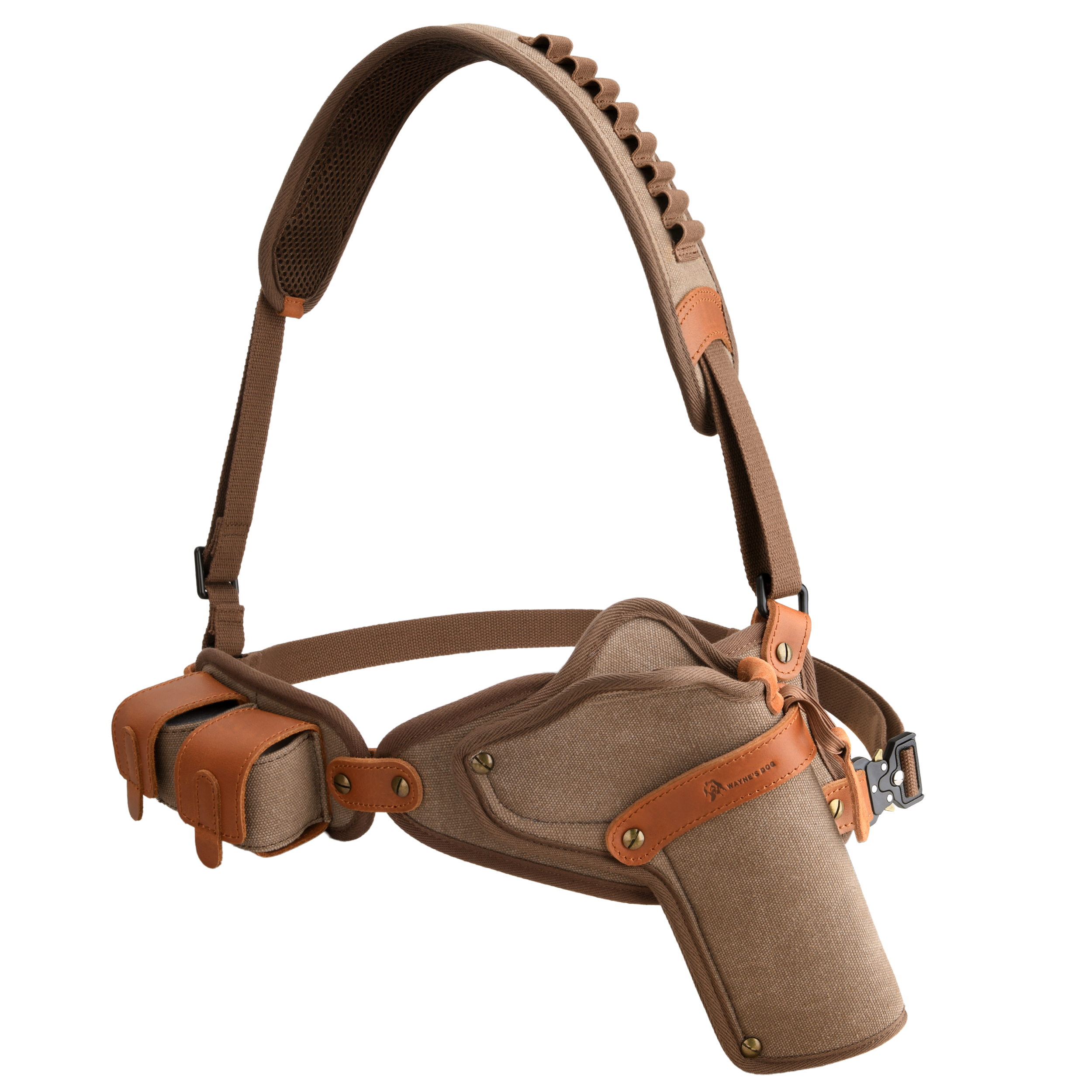 Canvas Pistol Chest Holster with Double Speedloader Holder Suit for Right Handed