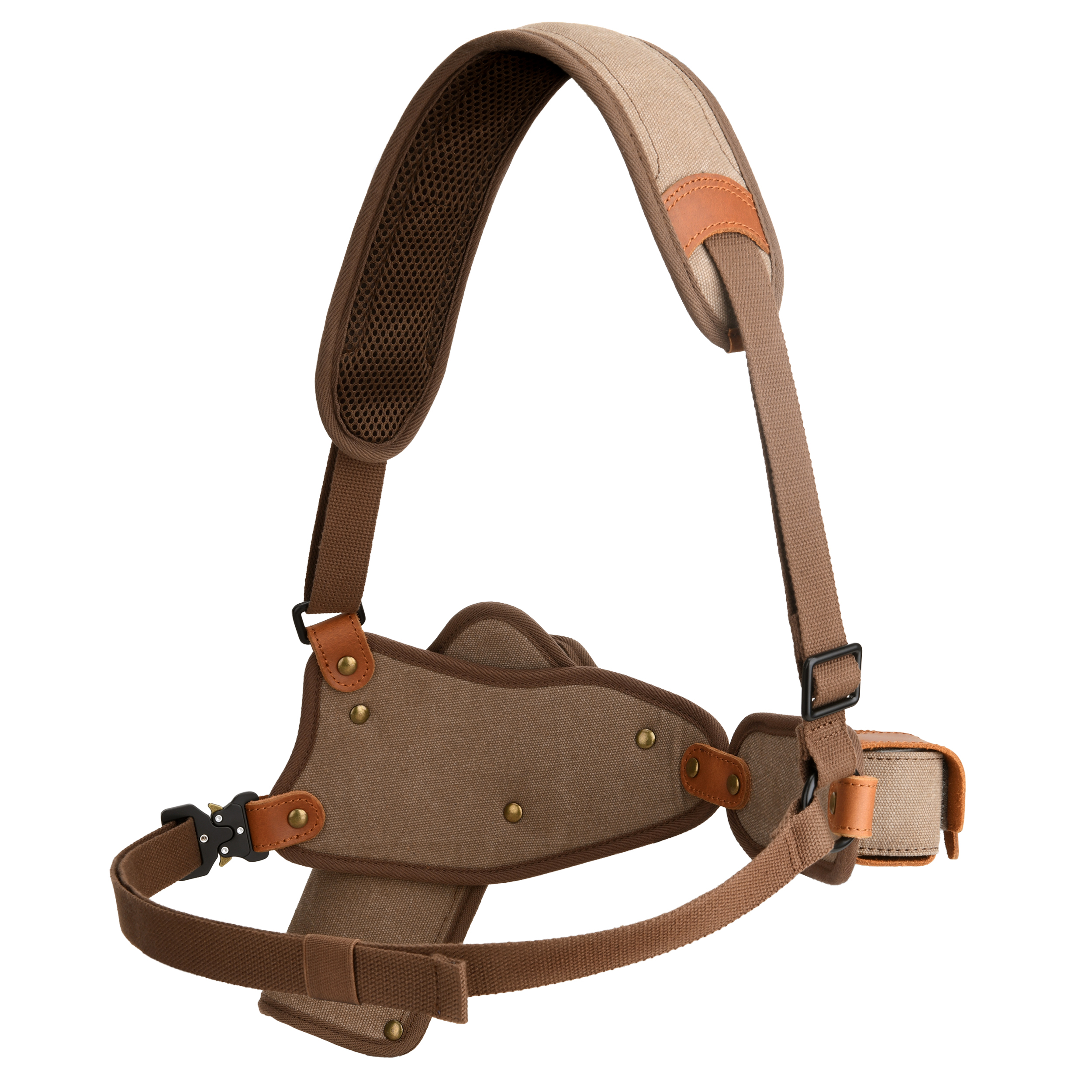 Canvas Pistol Chest Holster with Double Speedloader Holder Suit for Right Handed