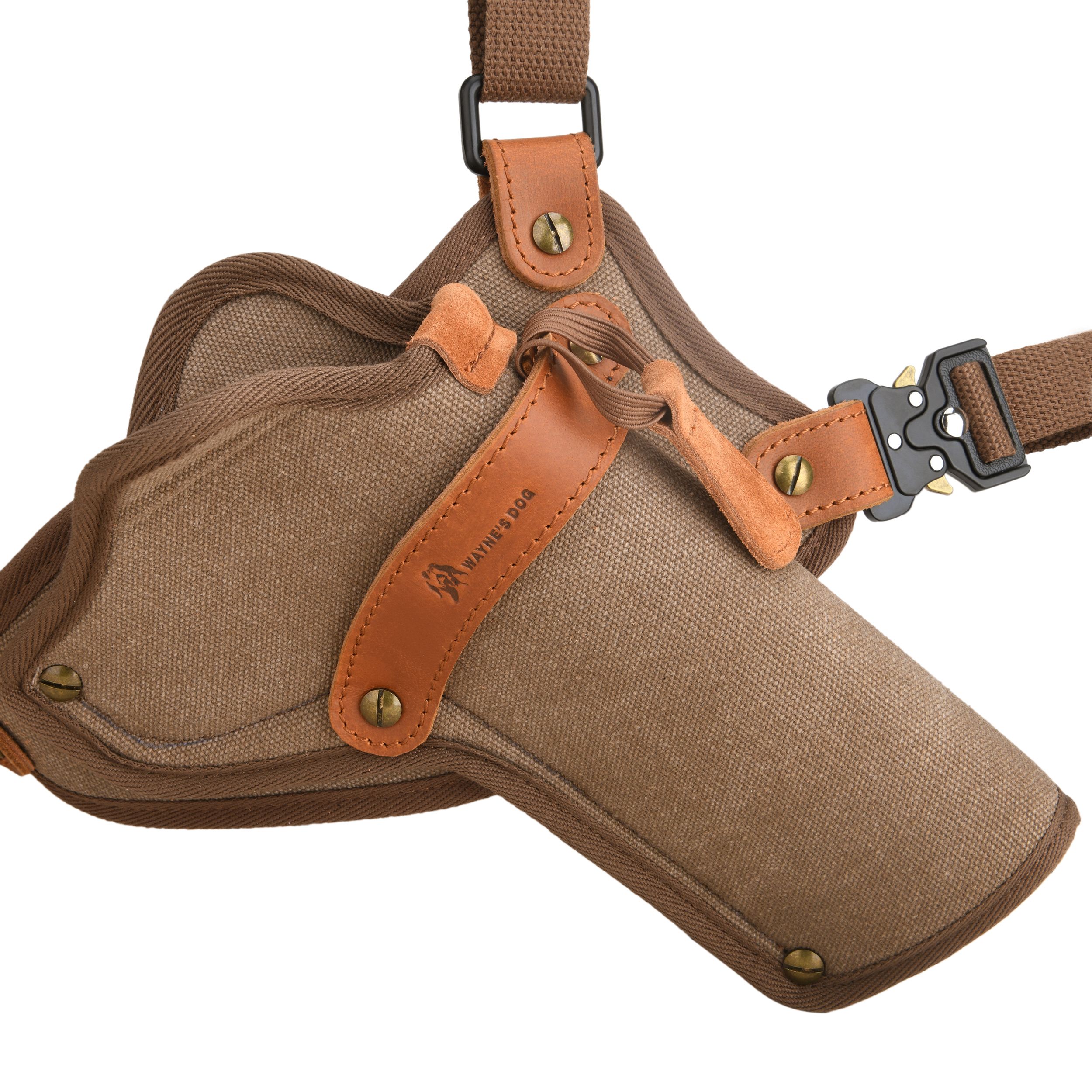 Canvas Pistol Chest Holster with Double Speedloader Holder Suit for Right Handed